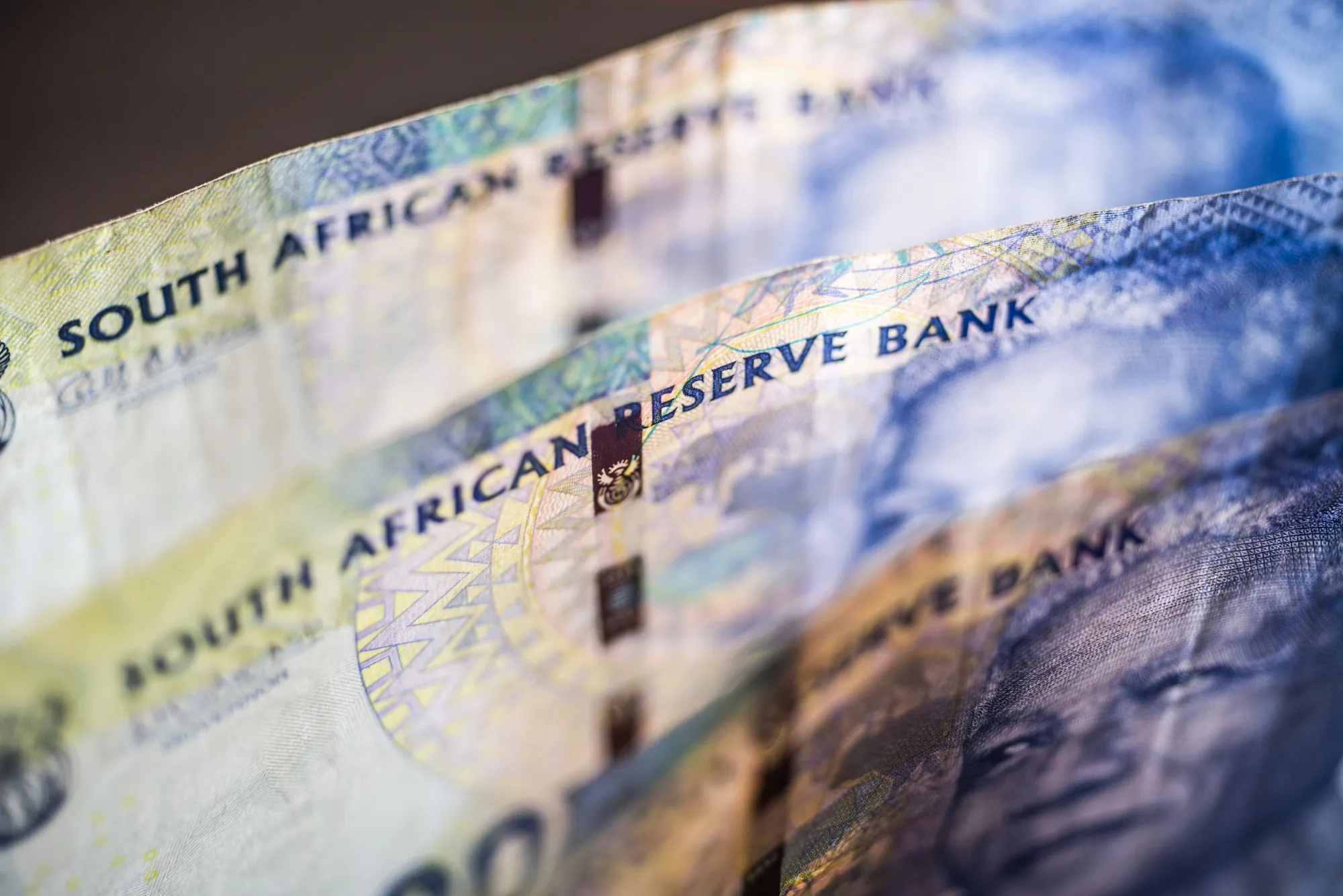 South African 100 rand banknotes stand in this arranged photograph in Pretoria, South Africa, on Wednesday, Aug. 14, 2019. The rand ended a tumultuous week on a positive note, gaining against the dollar for a second day and heading for its first weekly advance in four as technical indicators suggested recent declines are overdone.