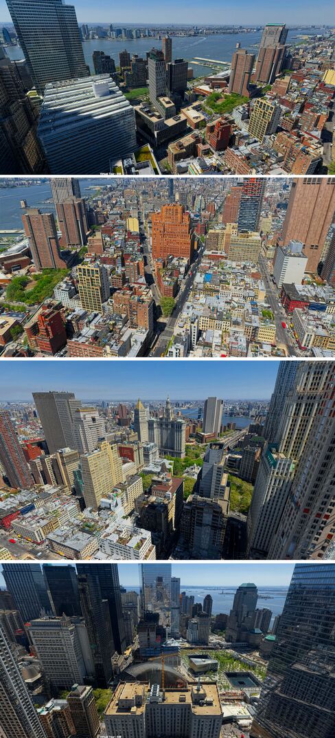 Unobstructed views to the north (and, shown here, the west [top], east [3rd from top] and south [bottom]) begin at close to 300 feet, above which all the apartments will be full-floor units with private elevators.