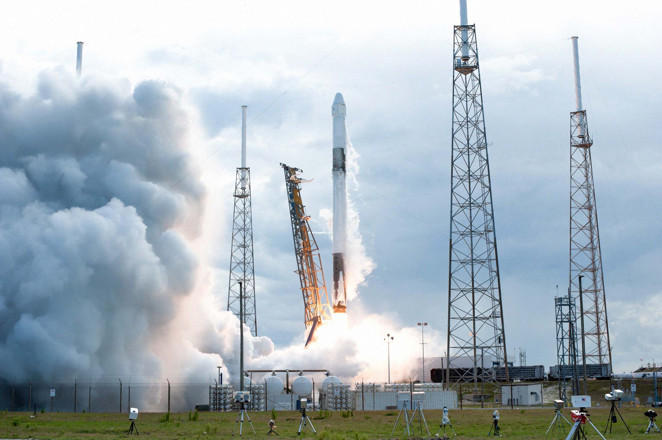 A SpaceX Falcon 9 rocket lifts off from Cape Canaveral Air Force Station in Florida.&nbsp;