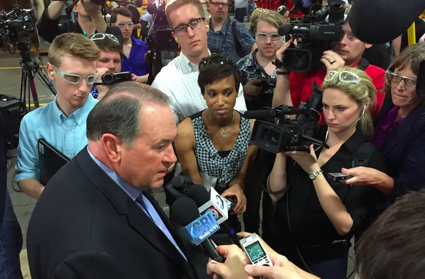 Mike Huckabee in Iowa on May 6.
