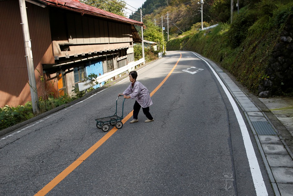 An elderly resident of a village in Japan's Gunma Prefecture. As young people continue to relocate to major cities, rural towns are looking for ways to boost their population.