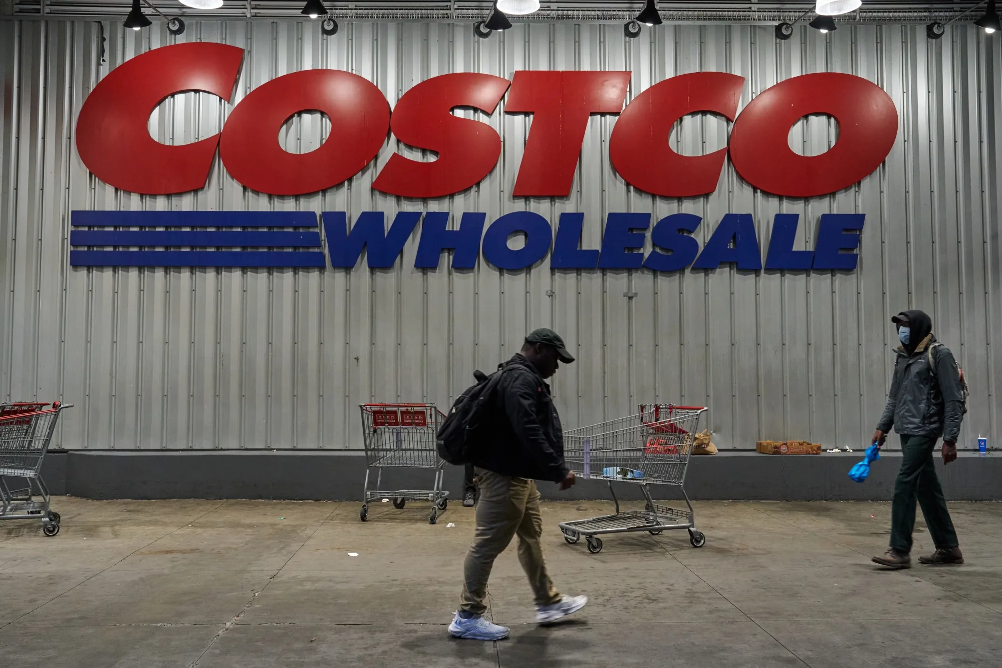 Shoppers outside a Costco store in New York.