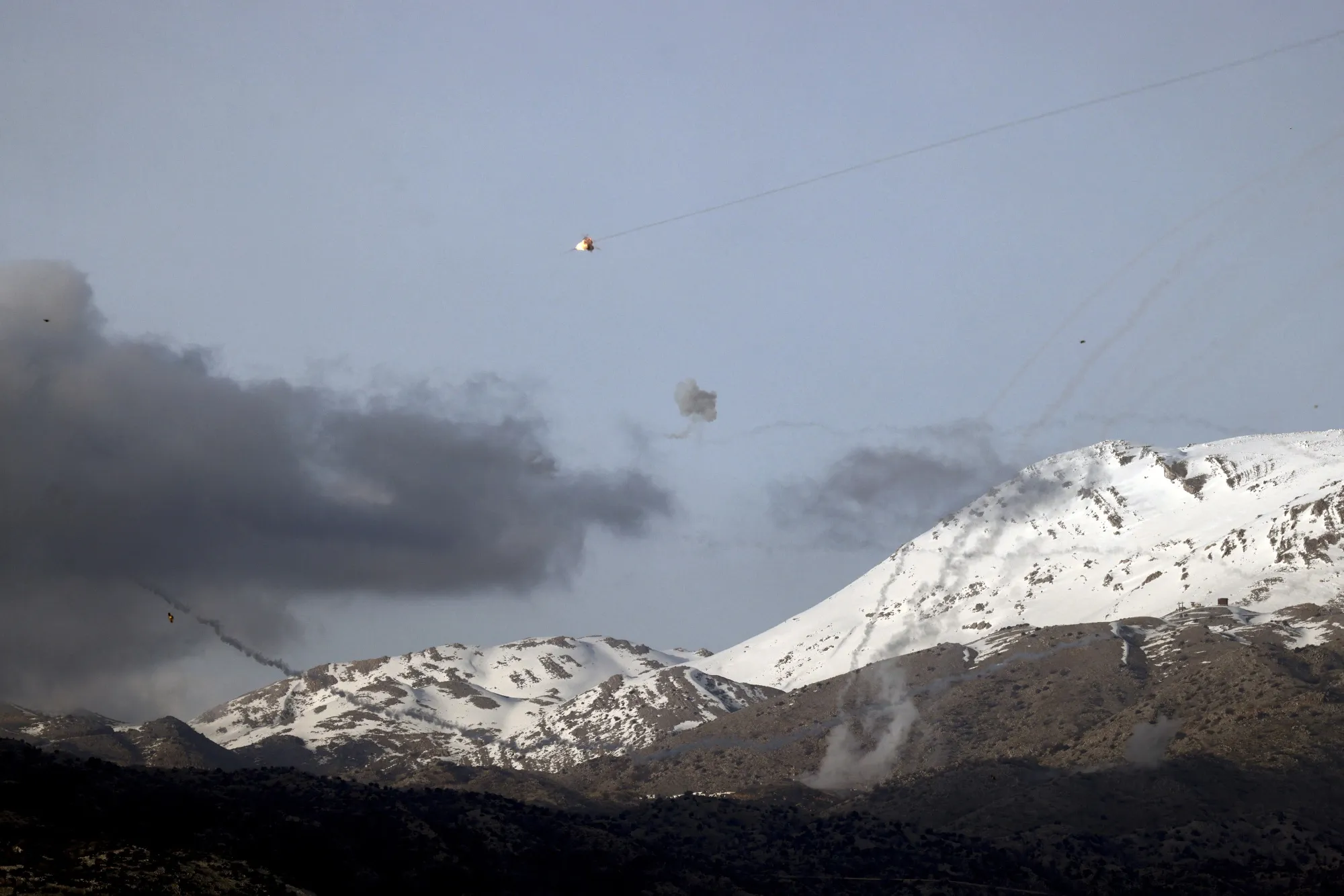 Israel's Iron Dome missile defence system intercepts&nbsp;rockets fired from south Lebanon on March 10.