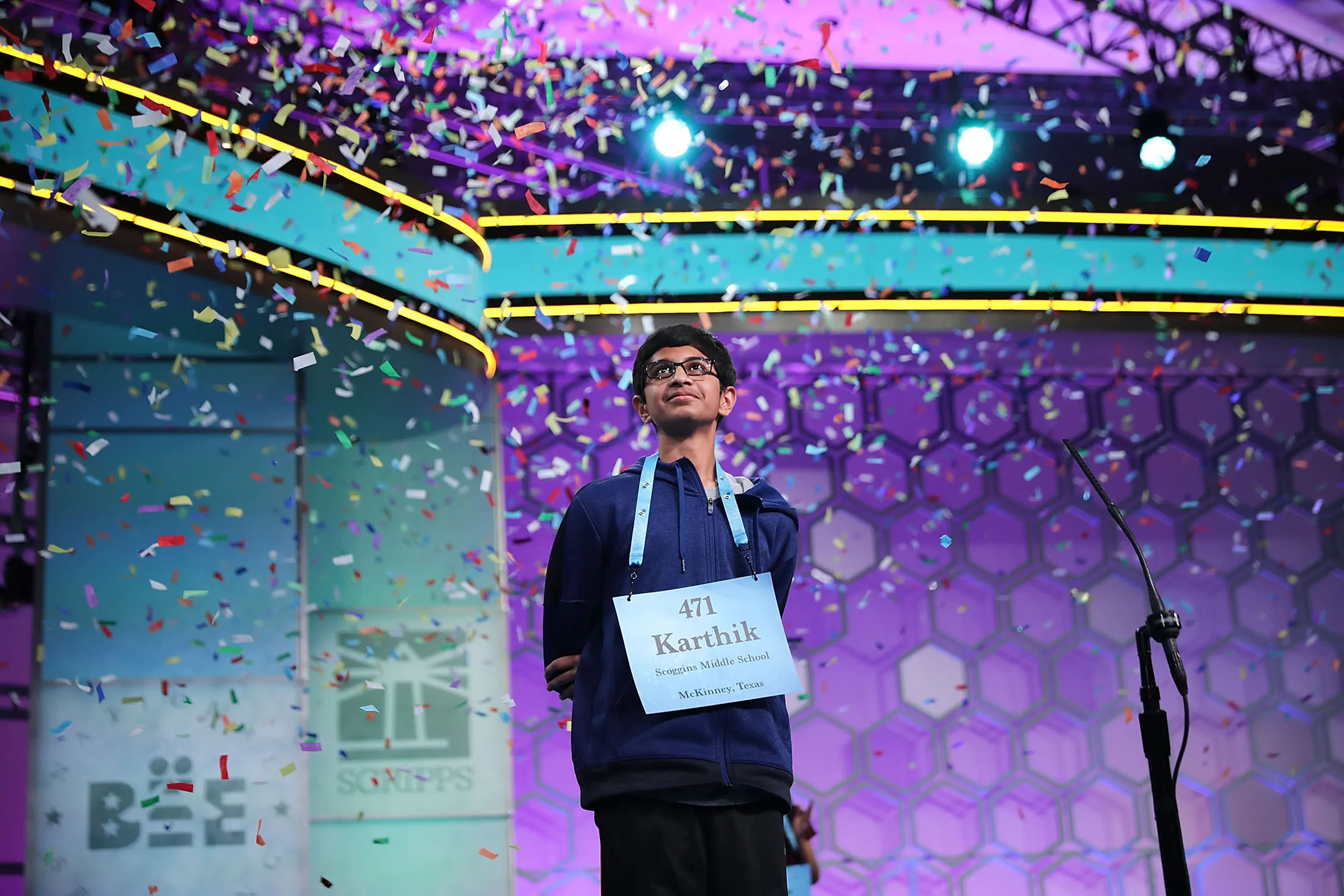 Karthik Nemmani&nbsp;wins the 91st Scripps National Spelling Bee on&nbsp;May 31, 2018.