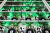 Cryptocurrency mining rigs composed of Antminer S9 ASIC machines operate on racks at the HydroMiner GmbH cryptocurrency mining facility near Waidhofen an der Ybbs, Austria, on Friday, Jan. 19, 2018. HydroMiner, the Austrian cryptocurrency miner that mines bitcoins with green energy, is weighing an initial public offering to fund an expansion outside its home country.