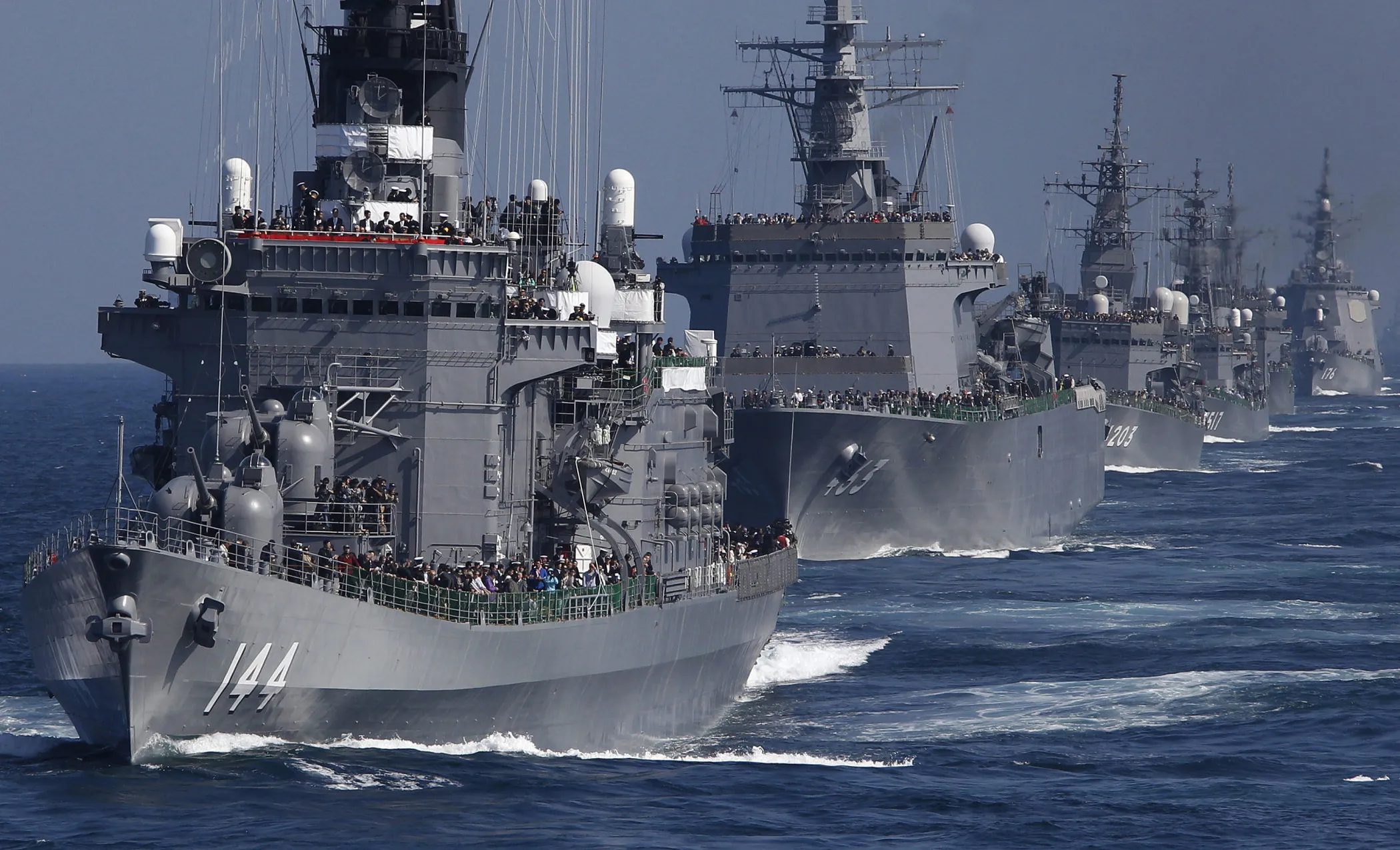 Japan Maritime Self-Defense Force Holds Review Of Troops