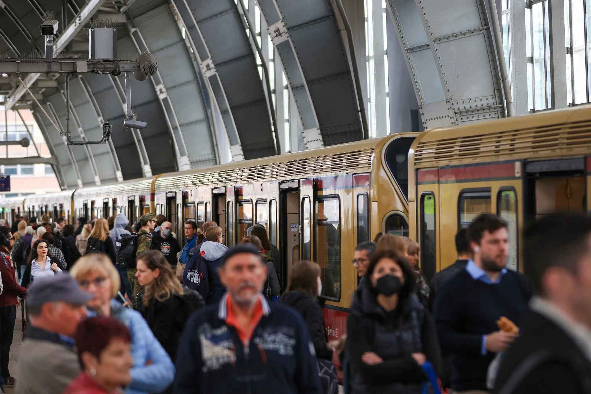 Commuters at Alexanderplatz station in Berlin.