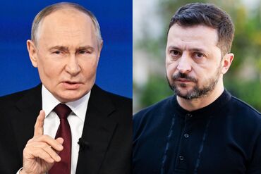 Vladimir Putin, left, and Volodymyr Zelenskiy.