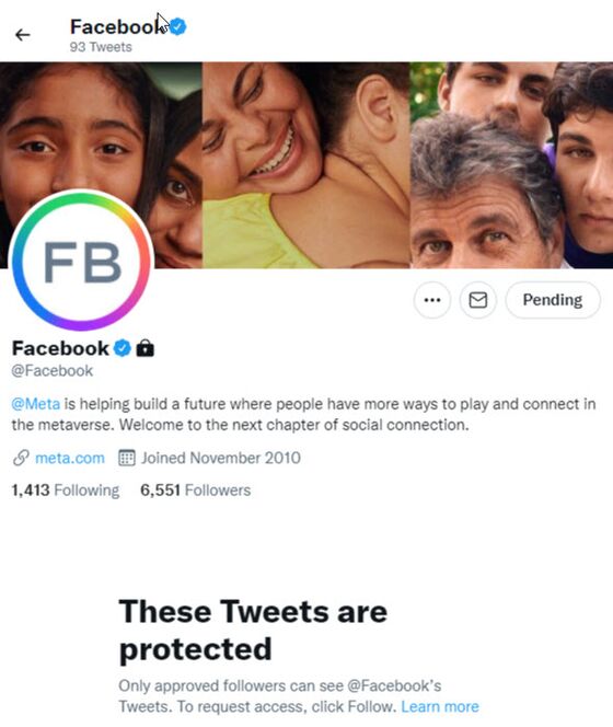 Facebook Locks Its Twitter Account After Meta Name Change