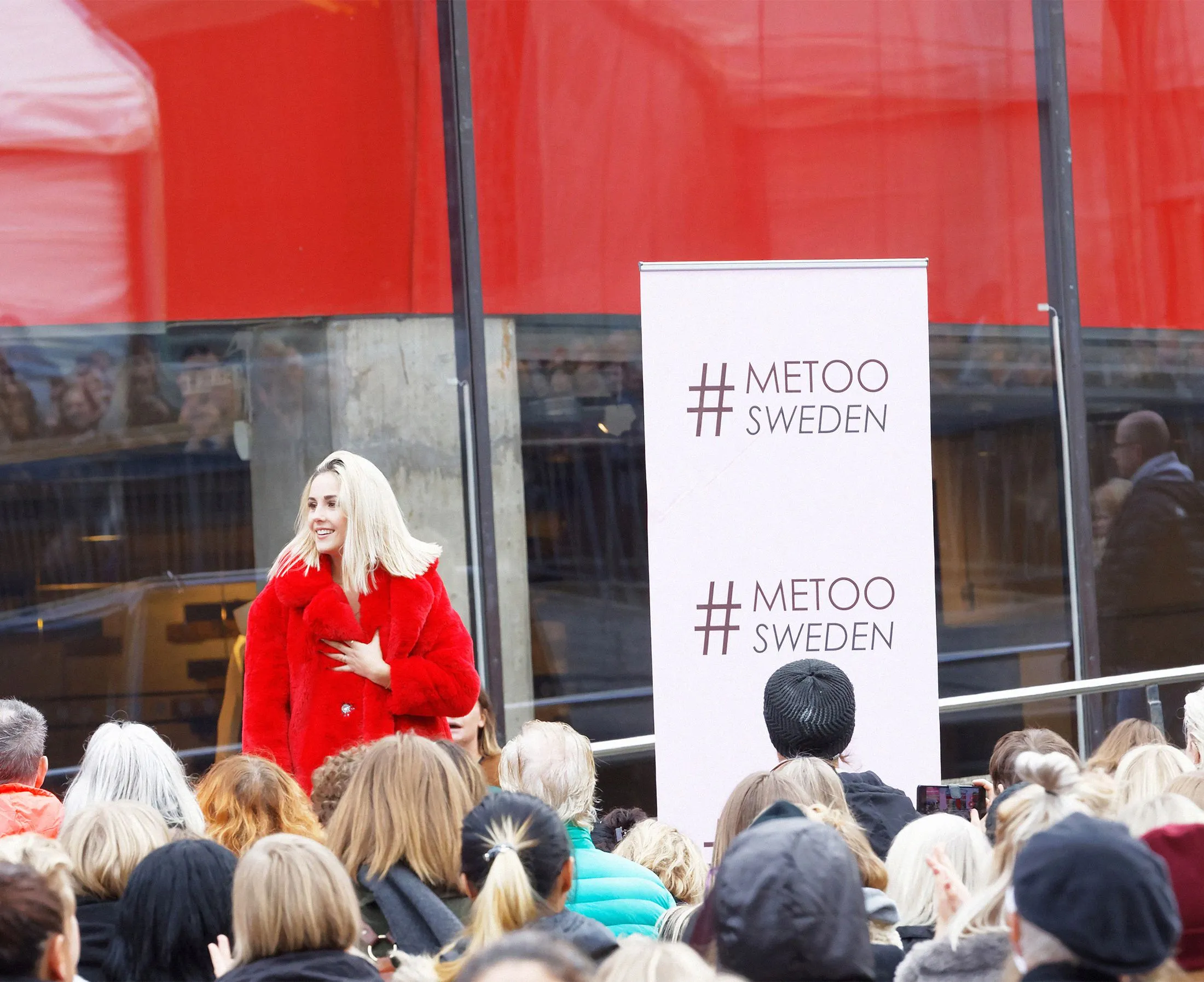 Singer Isa Tengblad supporting the #MeToo campaign against sexual harassment&nbsp;in Stockholm on Oct. 22, 2017.