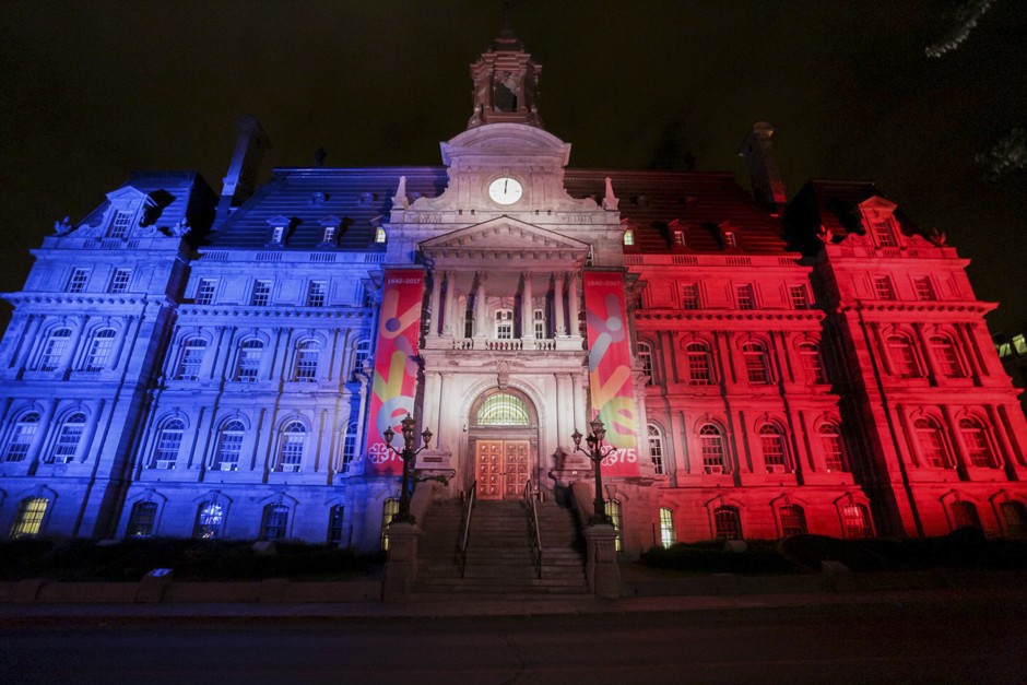 Montreal's city hall is illuminated with the colors of the French flag—but the blending of cultures isn't always as easy as many expect.