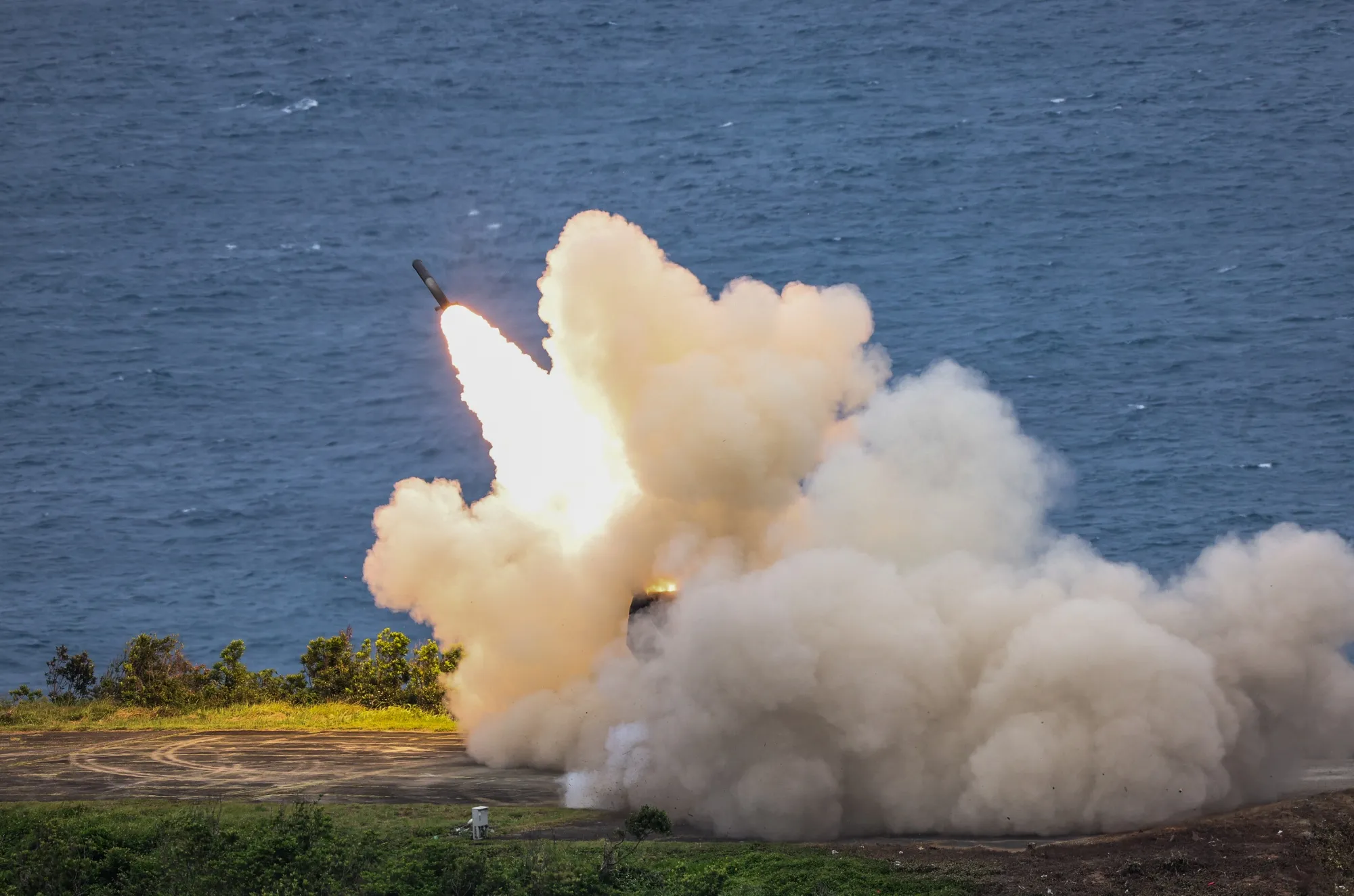 A HIMARS live-fire test launch by the Taiwanese military at the Jiupeng base in Pingtung, Taiwan, in May.
