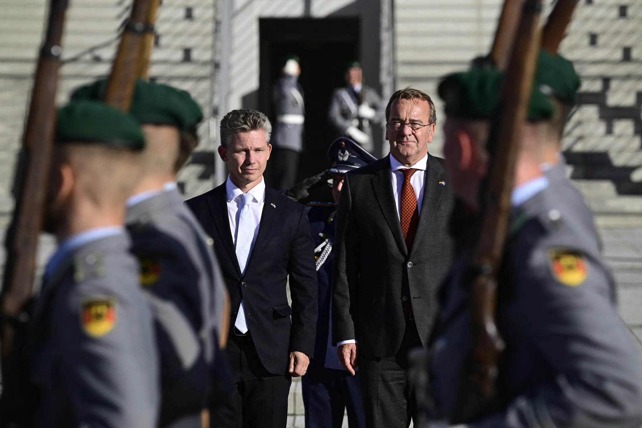 Sweden’s Defence Minister Pal Jonson, left, and Boris Pistorius in Berlin, on Sept. 23.