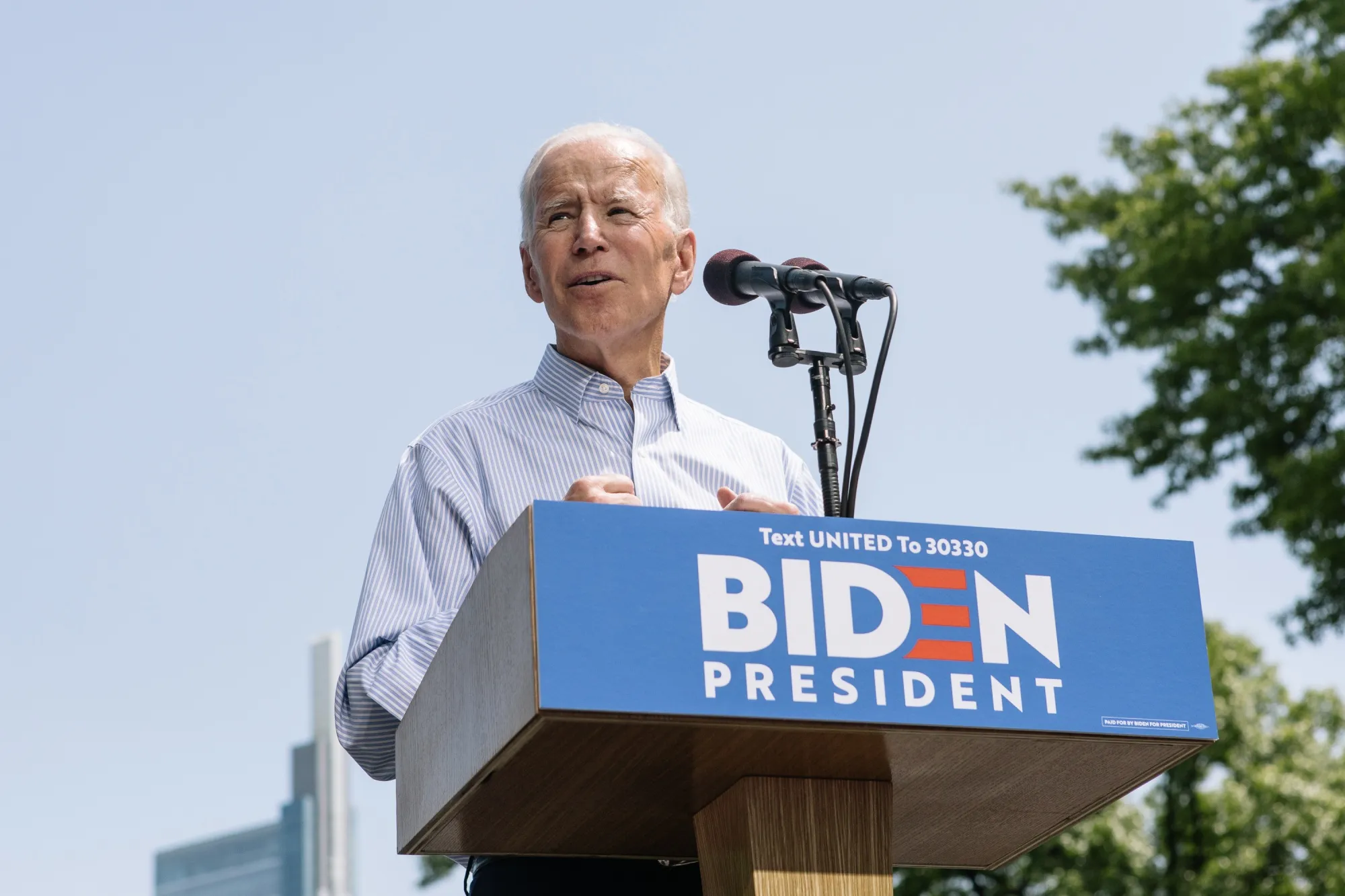 Joe Biden speaks at a campaign rally&nbsp;in Philadelphia, Pennsylvania on May 18.