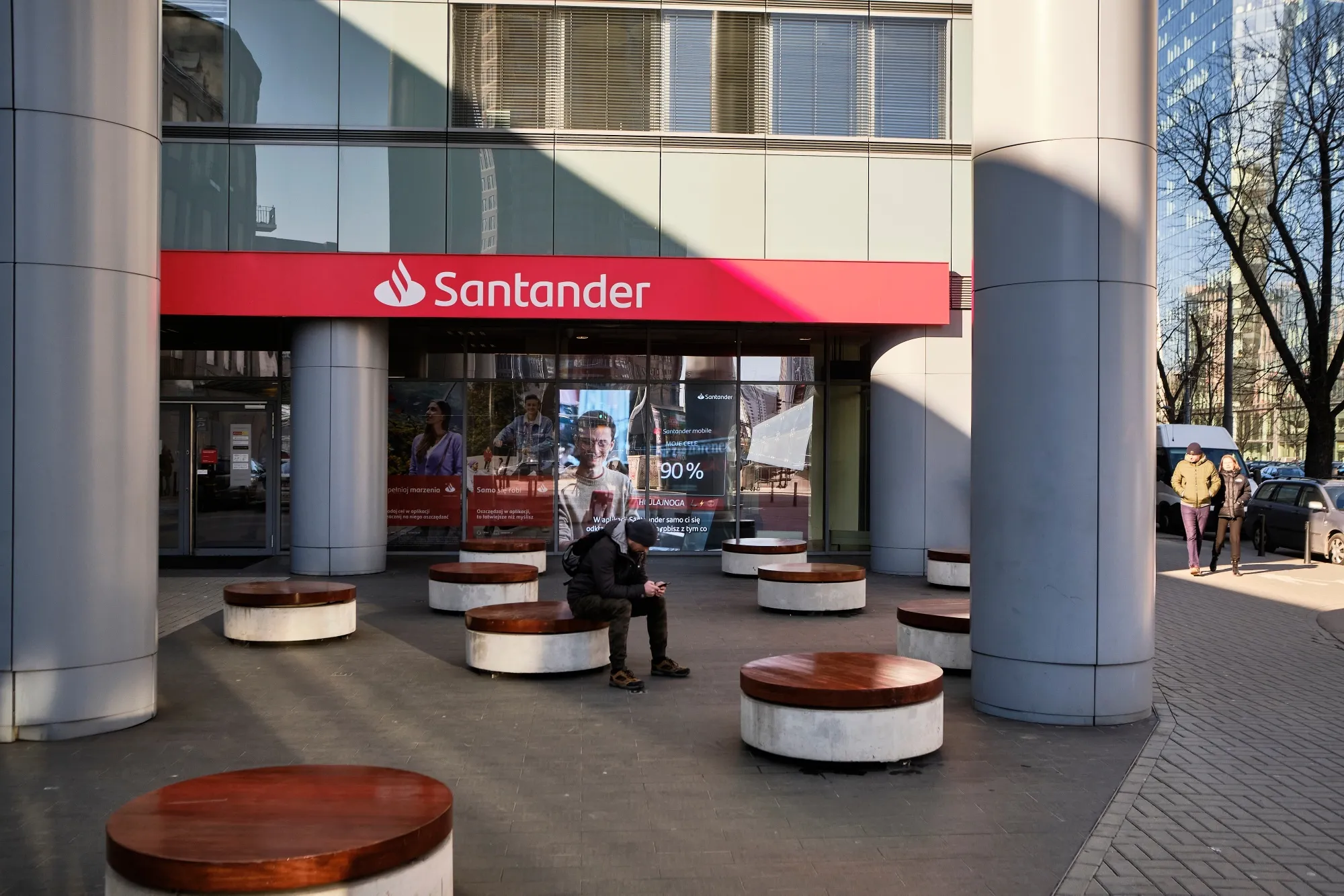 A Banco Santander bank branch in Warsaw.