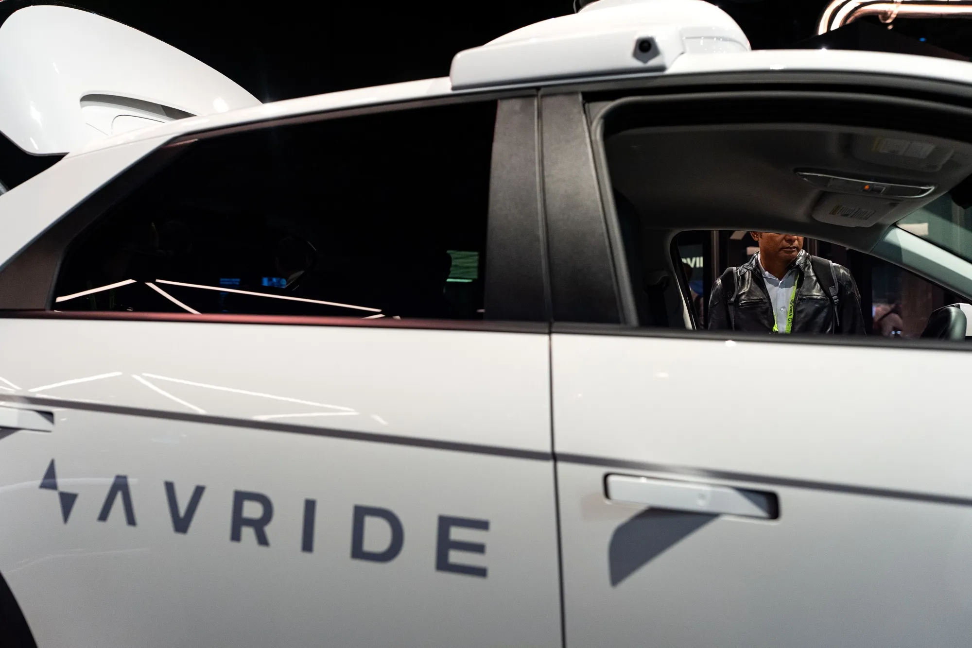 An Avride autonomous vehicle at the Nvidia booth during the Nvidia GTC conference in Washington, DC on Wednesday, Oct. 29, 2025.