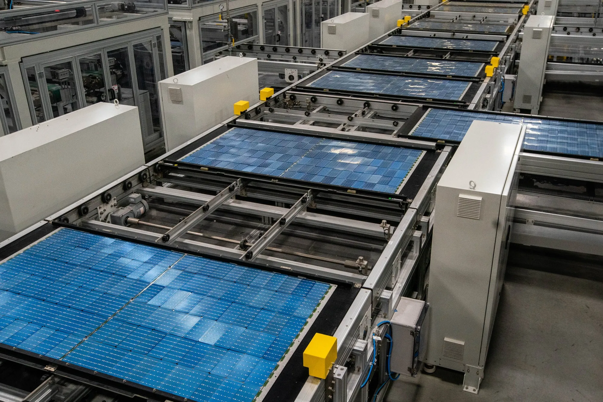 Solar panel cells&nbsp;at the Hanwha Q Cells manufacturing facility in Dalton, Georgia.