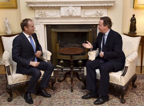 David Cameron with Donald Tusk at Downing Street