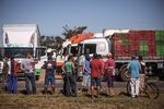 Truck drivers gather on BR 040 highway during a protest against rising fuel prices in Luziania, Brazil on May 23.