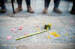 TOPSHOT - A stomped flower lies on the ground in front of US Army National Guard soldiers as protester demonstrate the death of George Floyd near the White House on June 3, 2020, in Washington, DC.