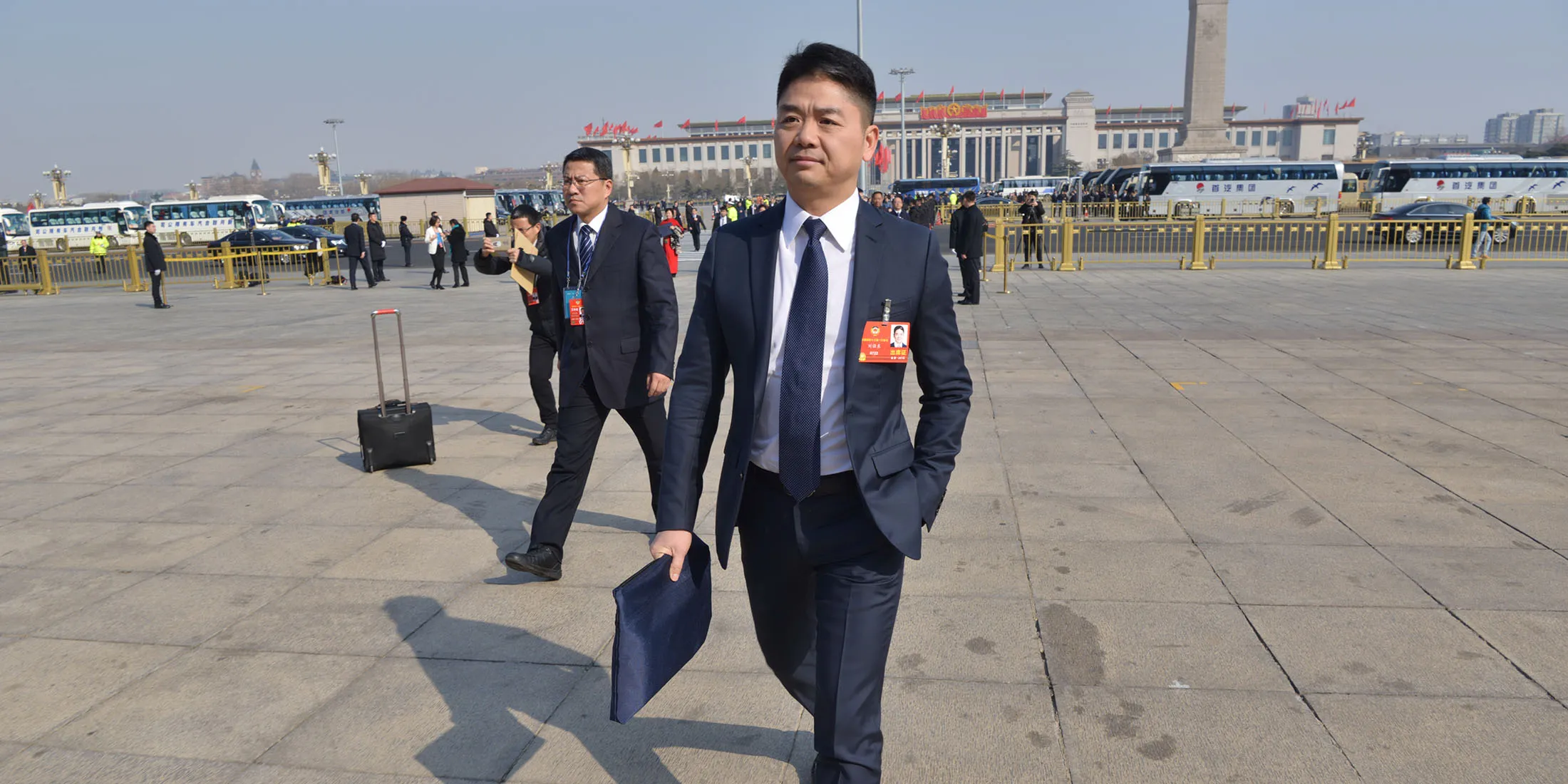 JD.com CEO Richard Liu arrives in Beijing for the preliminary meeting of the first session of the 13th National Committee of the Chinese People’s Political Consultative Conference, on March 2, 2018.