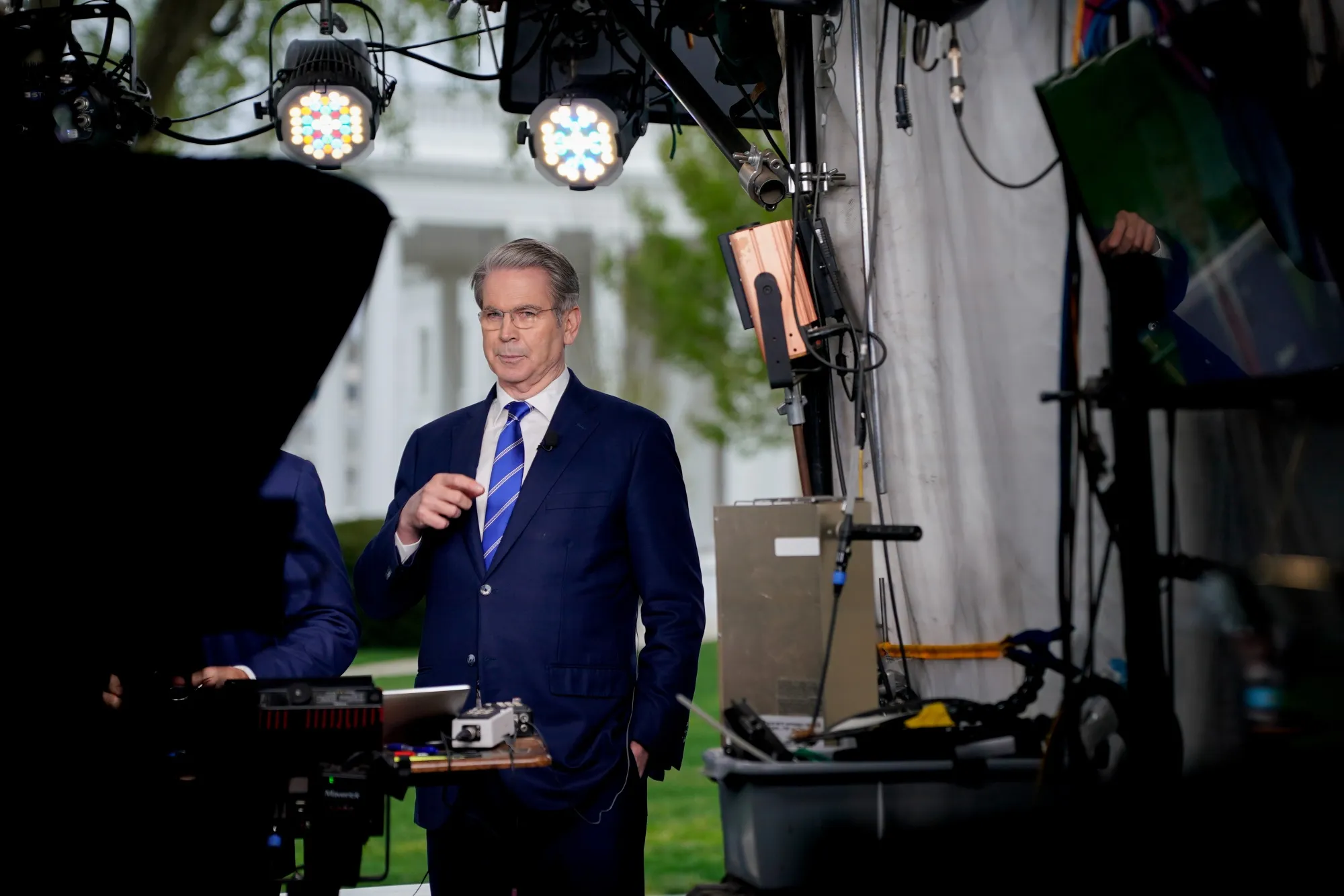 Scott Bessent during a television interview following President Donald Trump’s tariff announcement, on April 2.