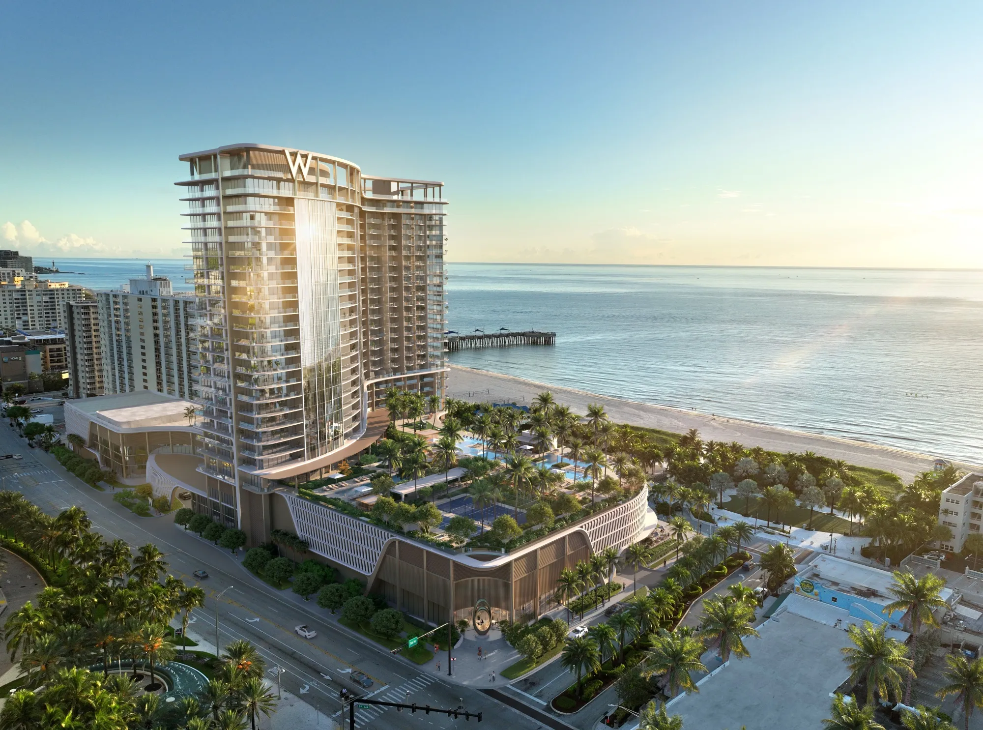 Representación del W Hotel and Residences de Pompano Beach.