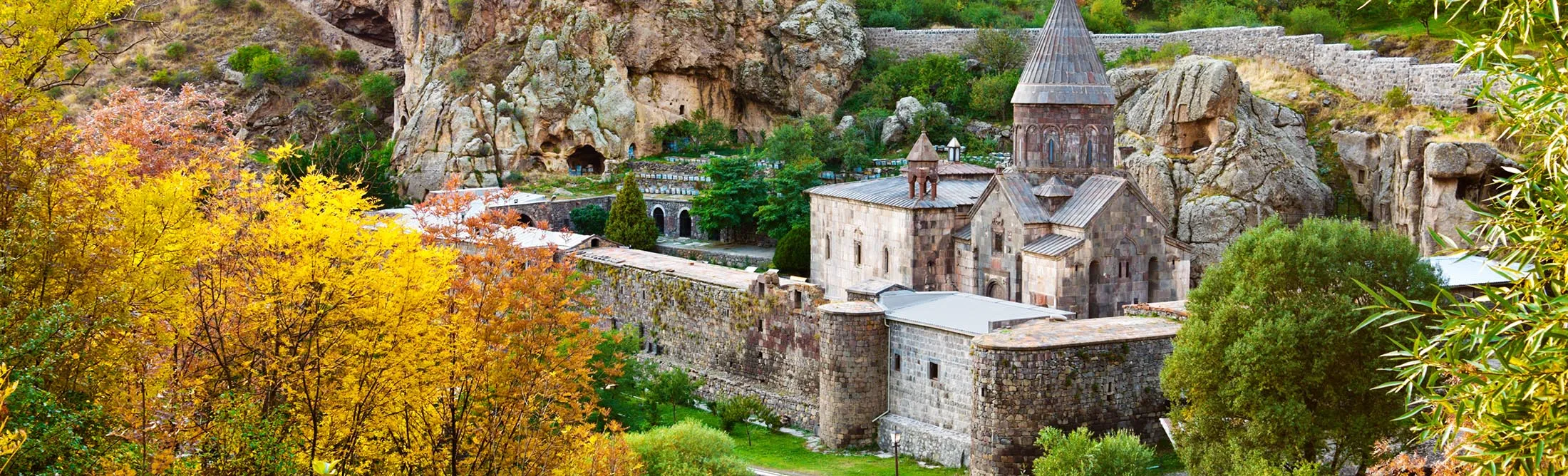 The Geghard monastery complex in Armenia.