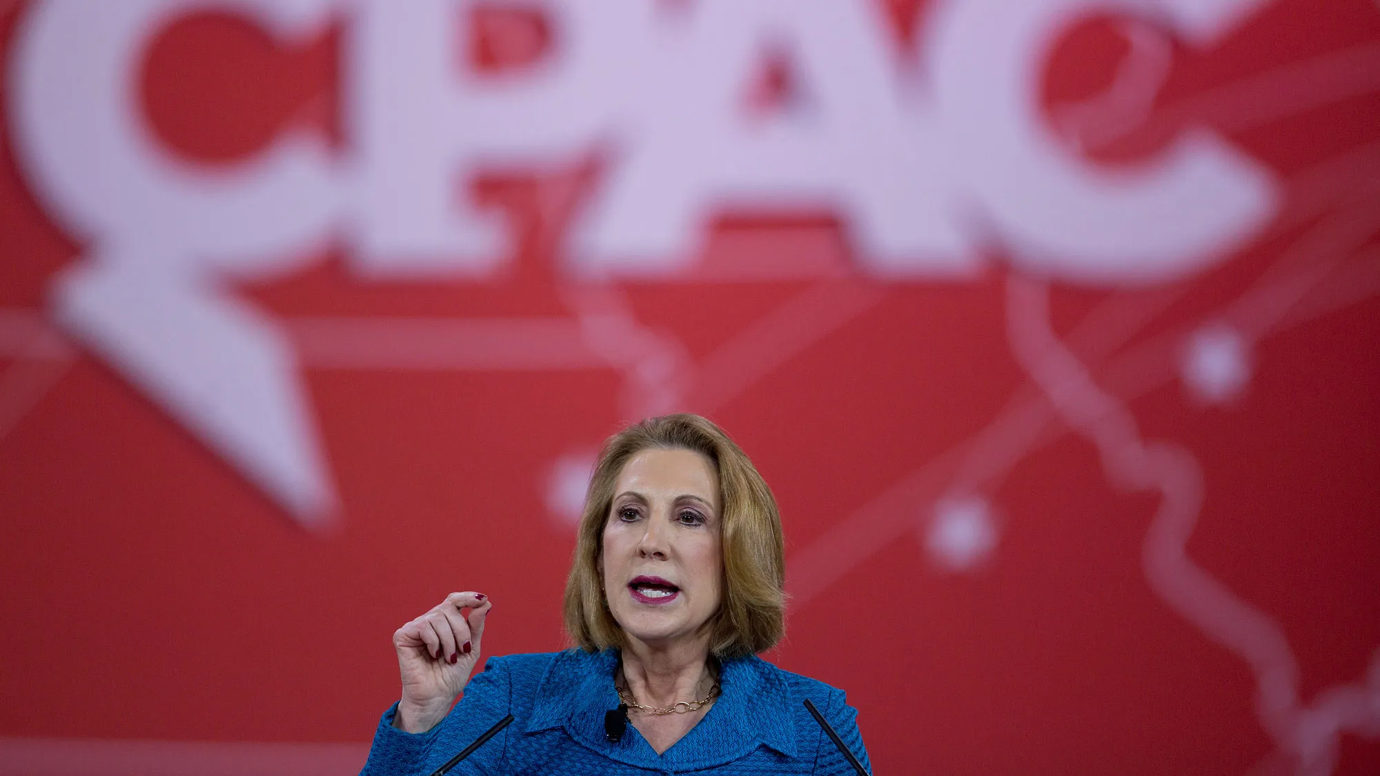 Carly Fiorina, former chairman and chief executive officer of Hewlett-Packard Co., speaks during the Conservative Political Action Conference (CPAC) in National Harbor, Maryland, U.S., on Thursday, Feb. 26, 2015.
