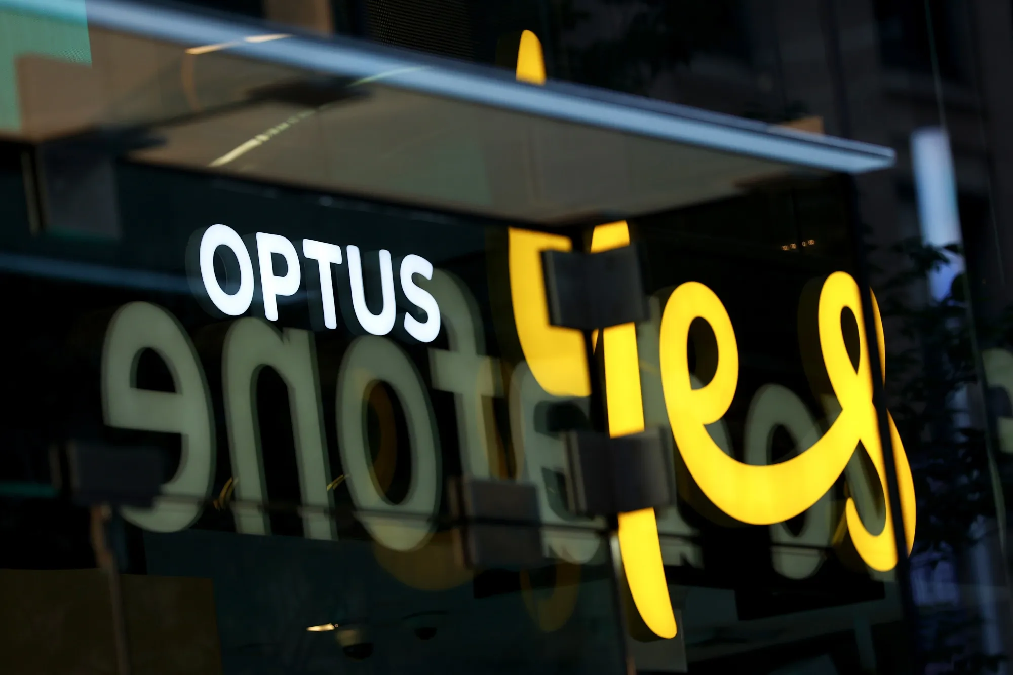 The Optus logo displayed atop its store in Sydney, Australia.