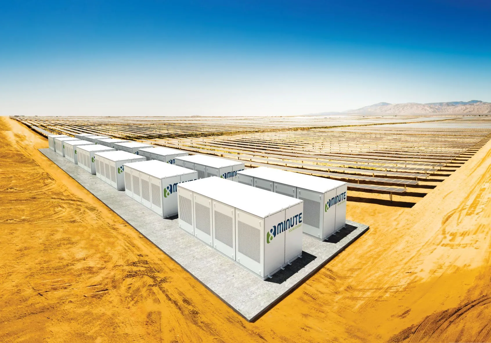 An undated artist's rendering of an 8minute solar-plus-stroage project.