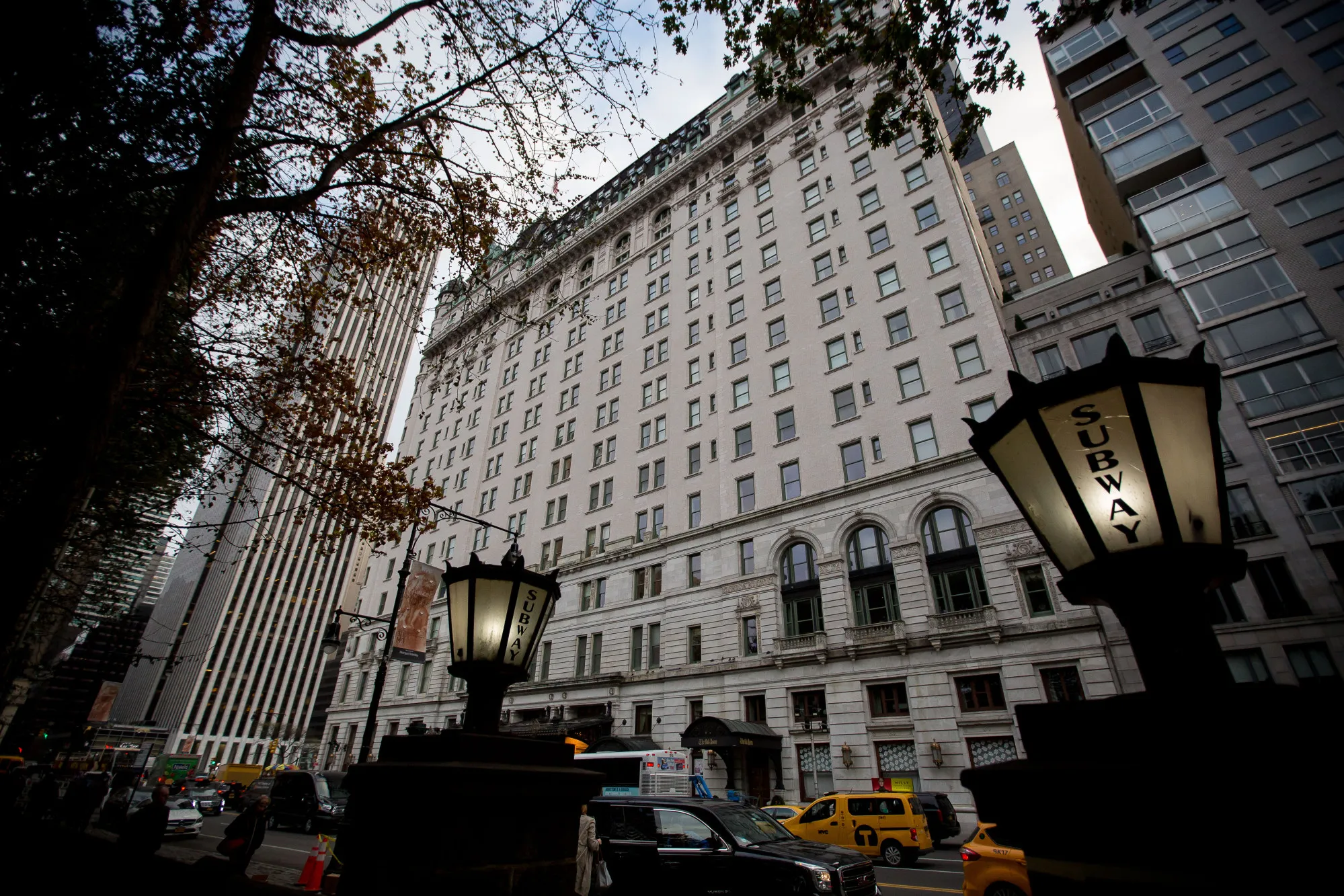 The Plaza Hotel stands in New York.