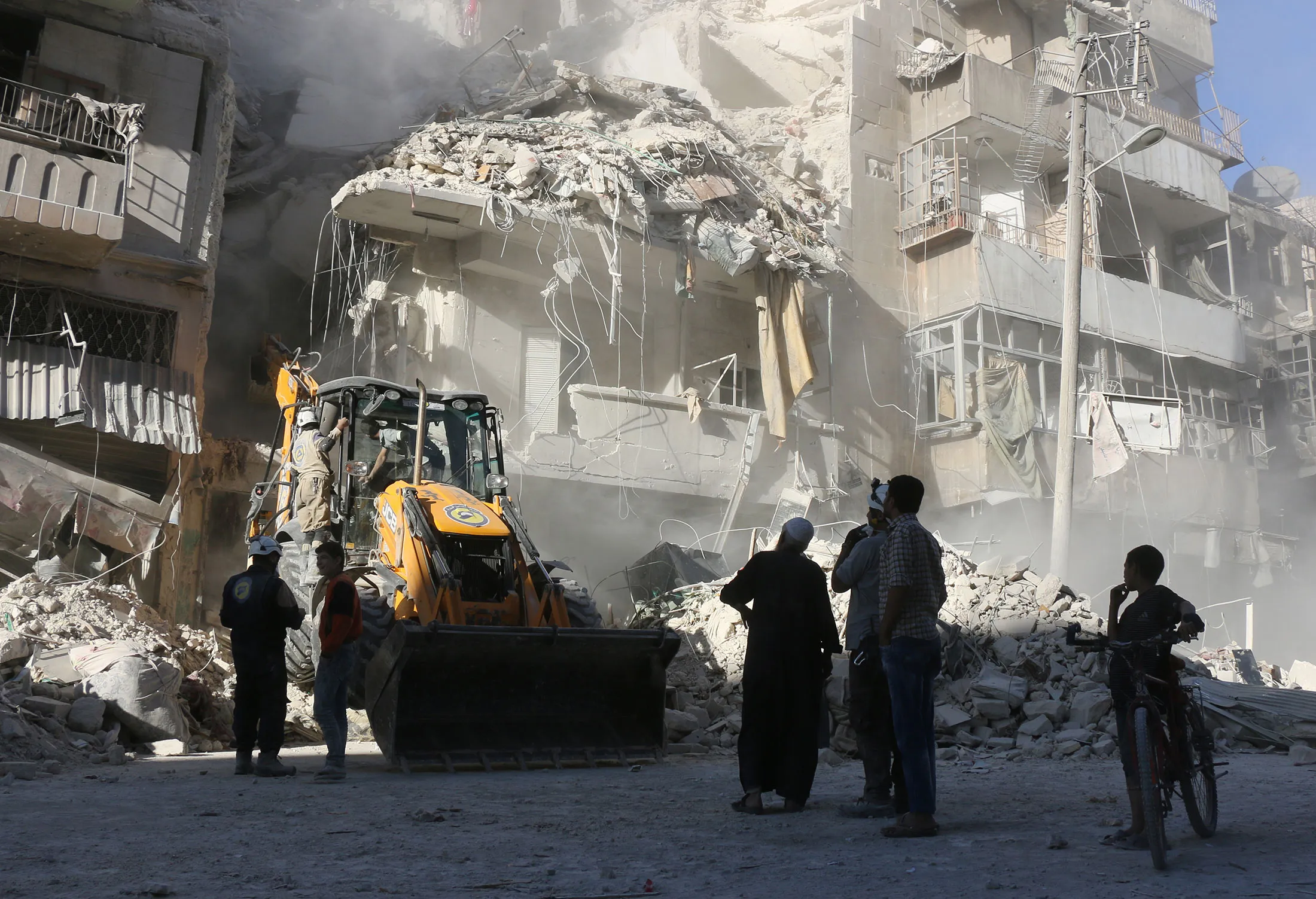 Bomb damage in the Syrian city of Aleppo.

