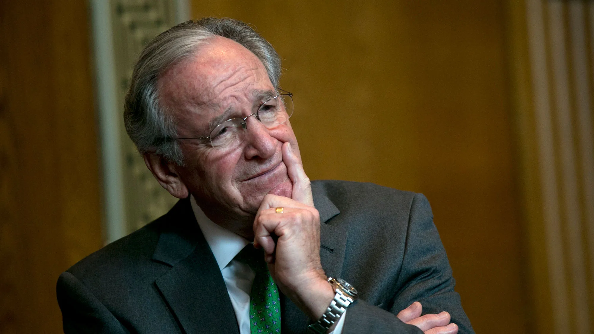 Senator Tom Harkin, a Democrat from Iowa, listens during a news conference in Washington, D.C. U.S., on Tuesday, Dec. 11, 2012.
