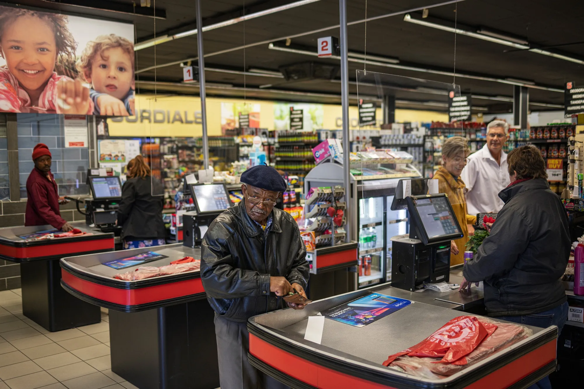 Shoppers at a supermarket in Frankfort, South Africa.