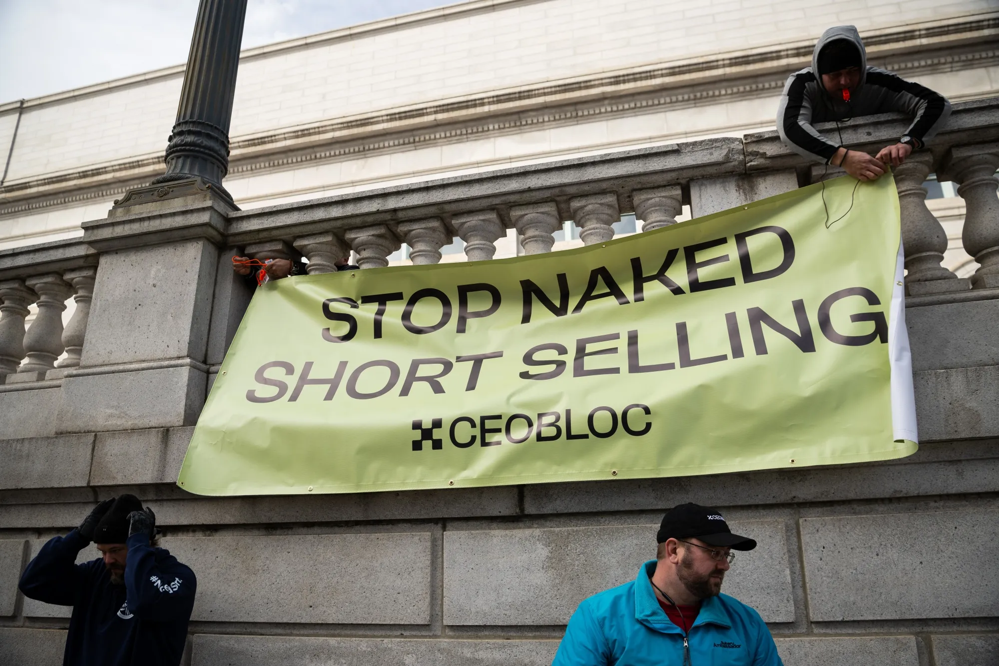 A (peaceful) Washington DC protest against short-sellers.