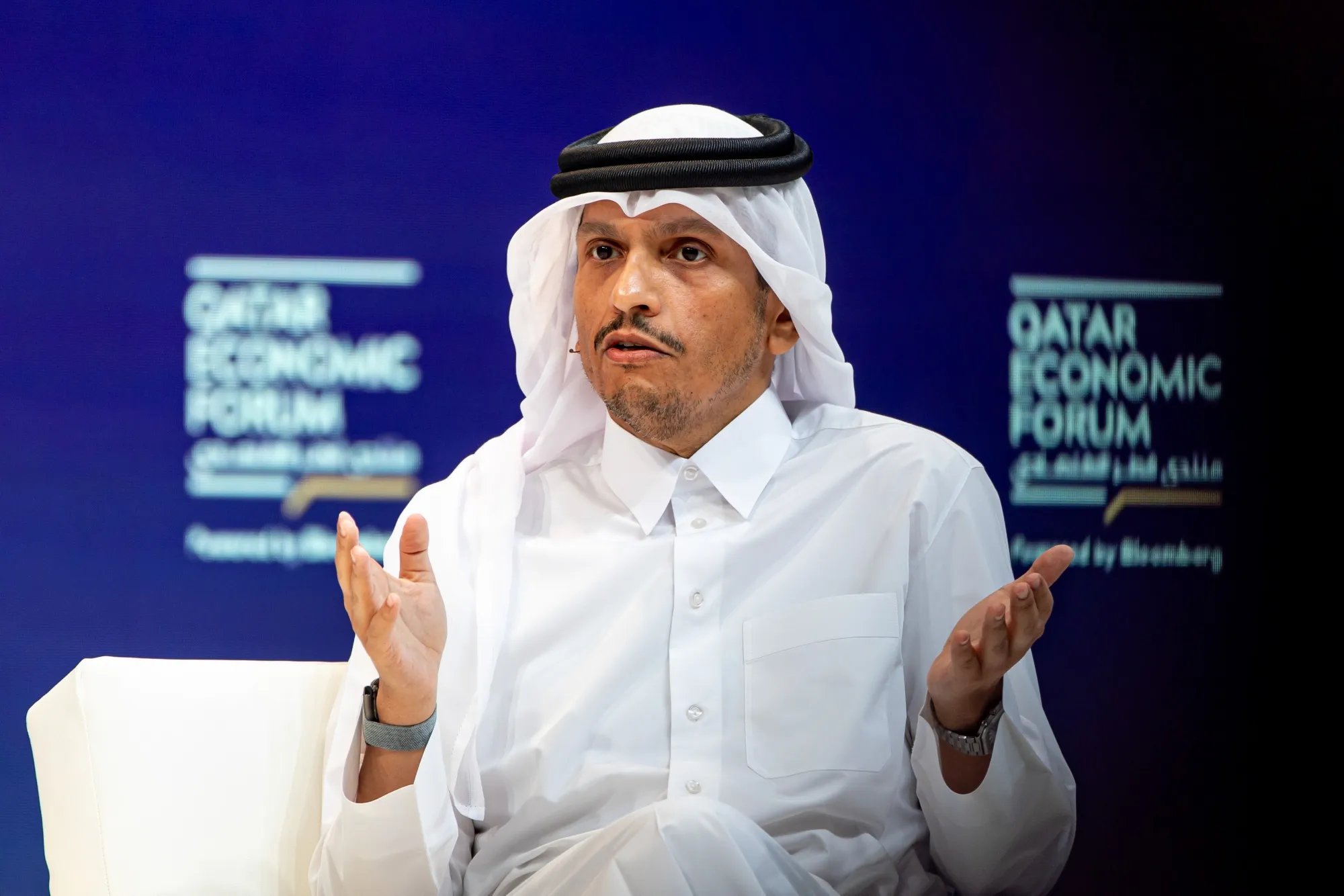 Mohammed bin Abdulrahman bin Jassim Al-Thani at the Qatar Economic Forum in Doha, on May 20.