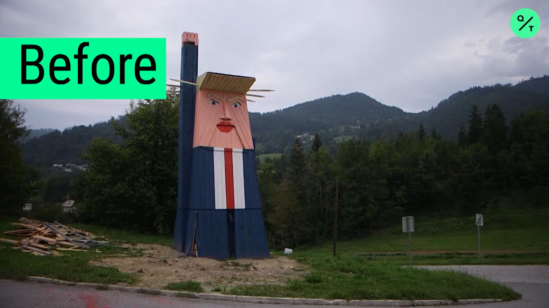 Watch Trump's Slovenian Statue Burned Down Bloomberg