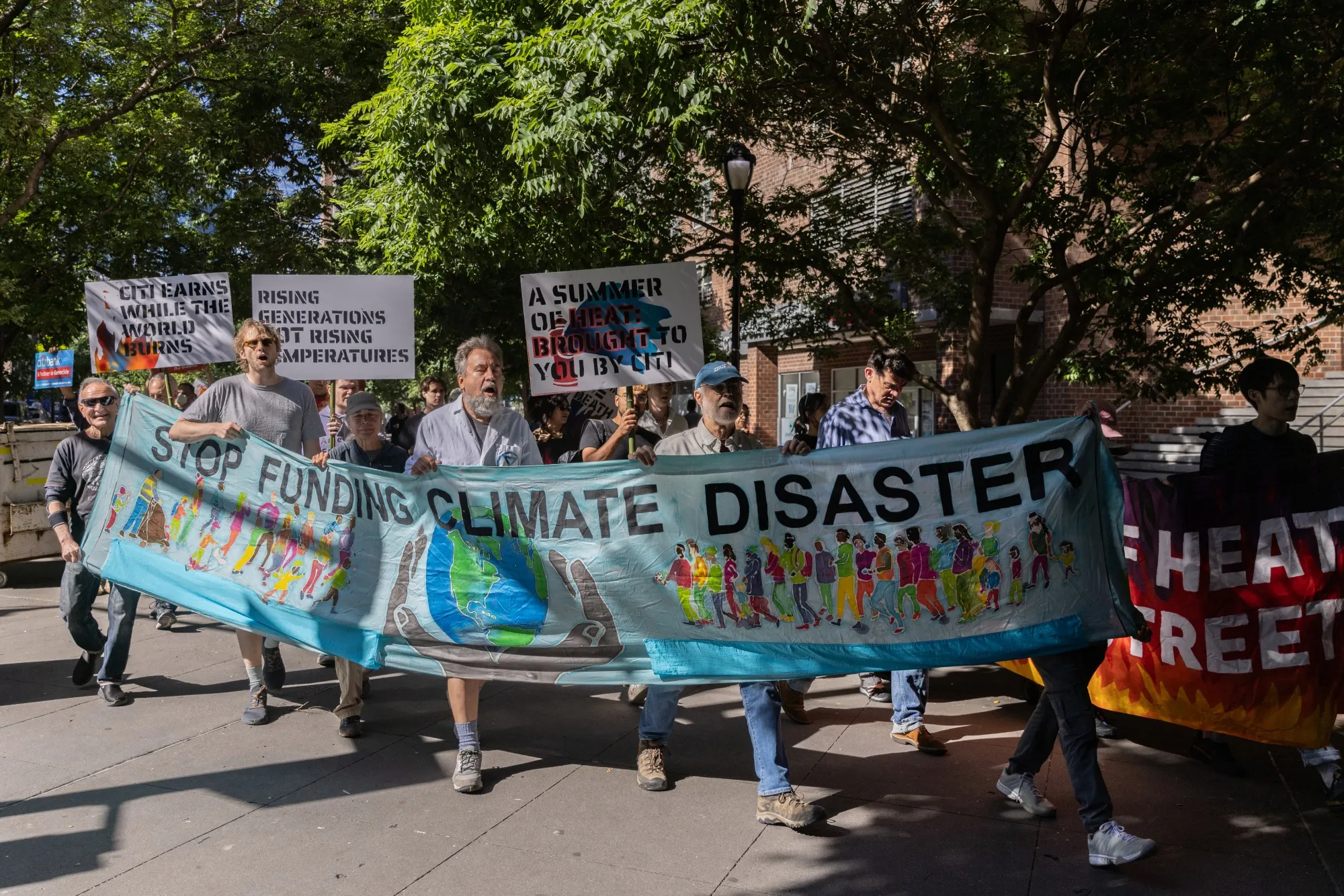 Climate activists during a protest&nbsp;in New York&nbsp;on June 10.
