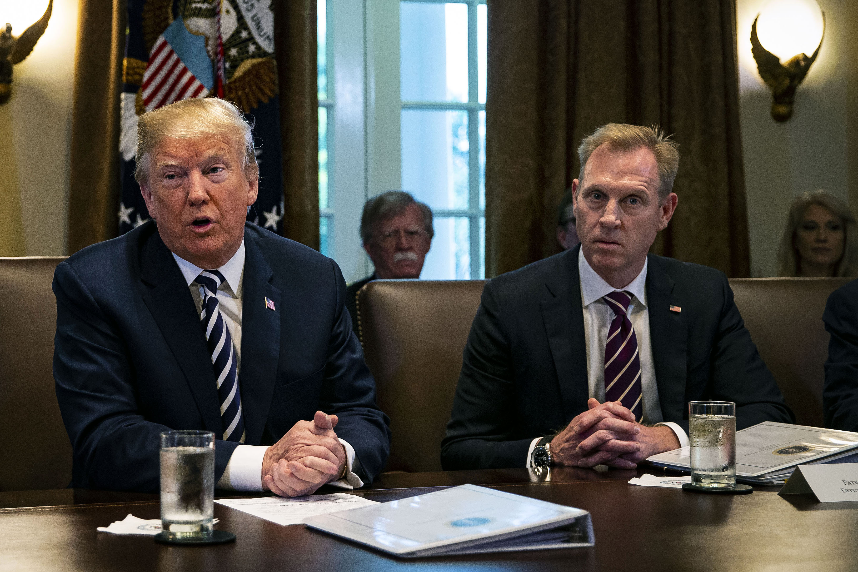 Donald Trump and Patrick Shanahan at the White House in Washington, on May 9.