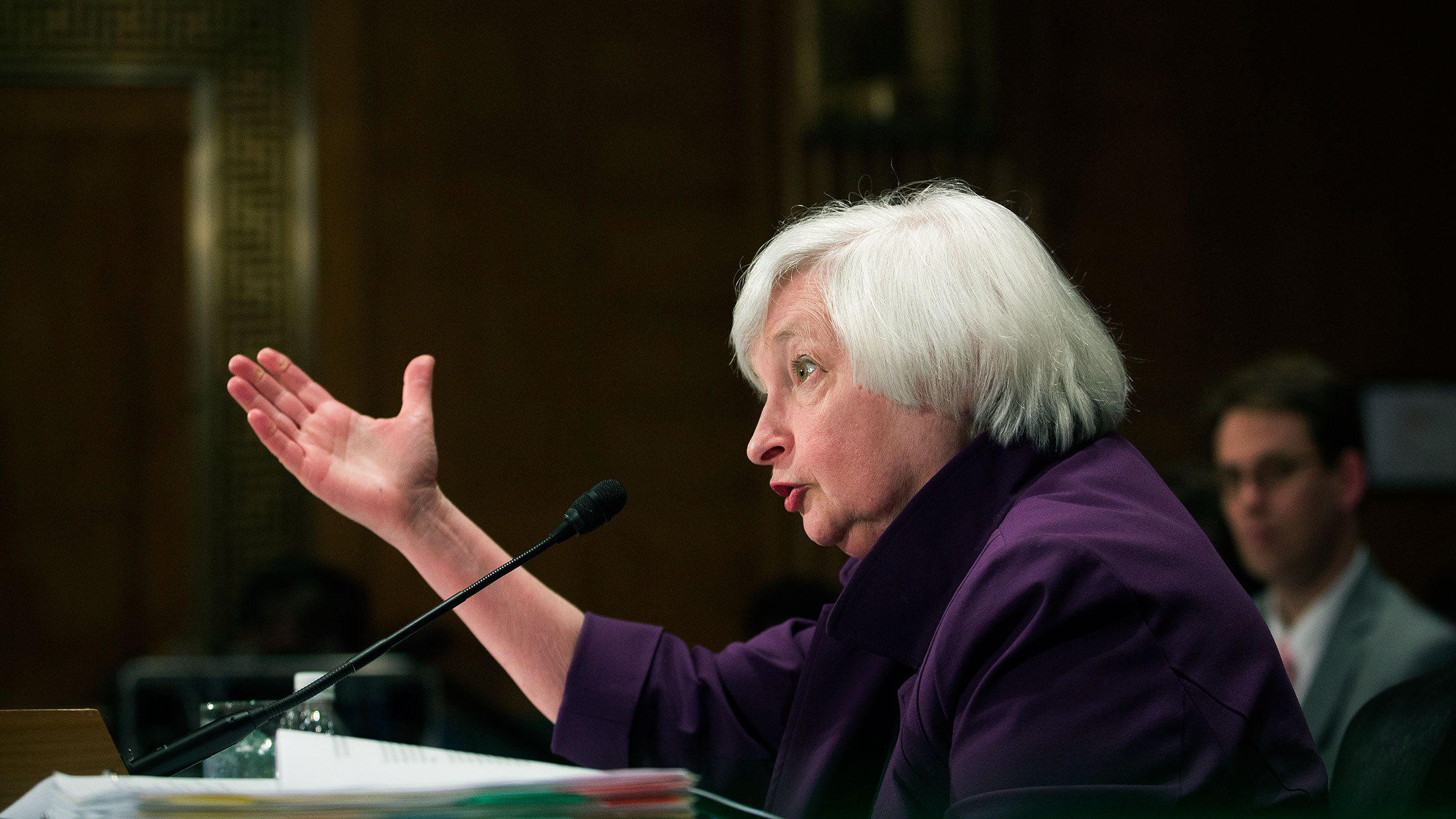 Janet Yellen, chair of the U.S. Federal Reserve, speaks during her semiannual report on the economy to the Senate Banking Committee in Washington, D.C. on July 16, 2015.
