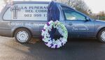 One of the fake hearses of La Funeraria del Cobro, or Undertaker of Debt Collection.