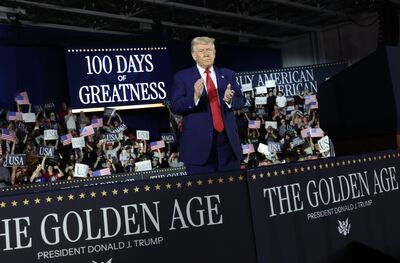 President Trump Delivers Speech In Michigan To Mark 100 Days Of His Presidency