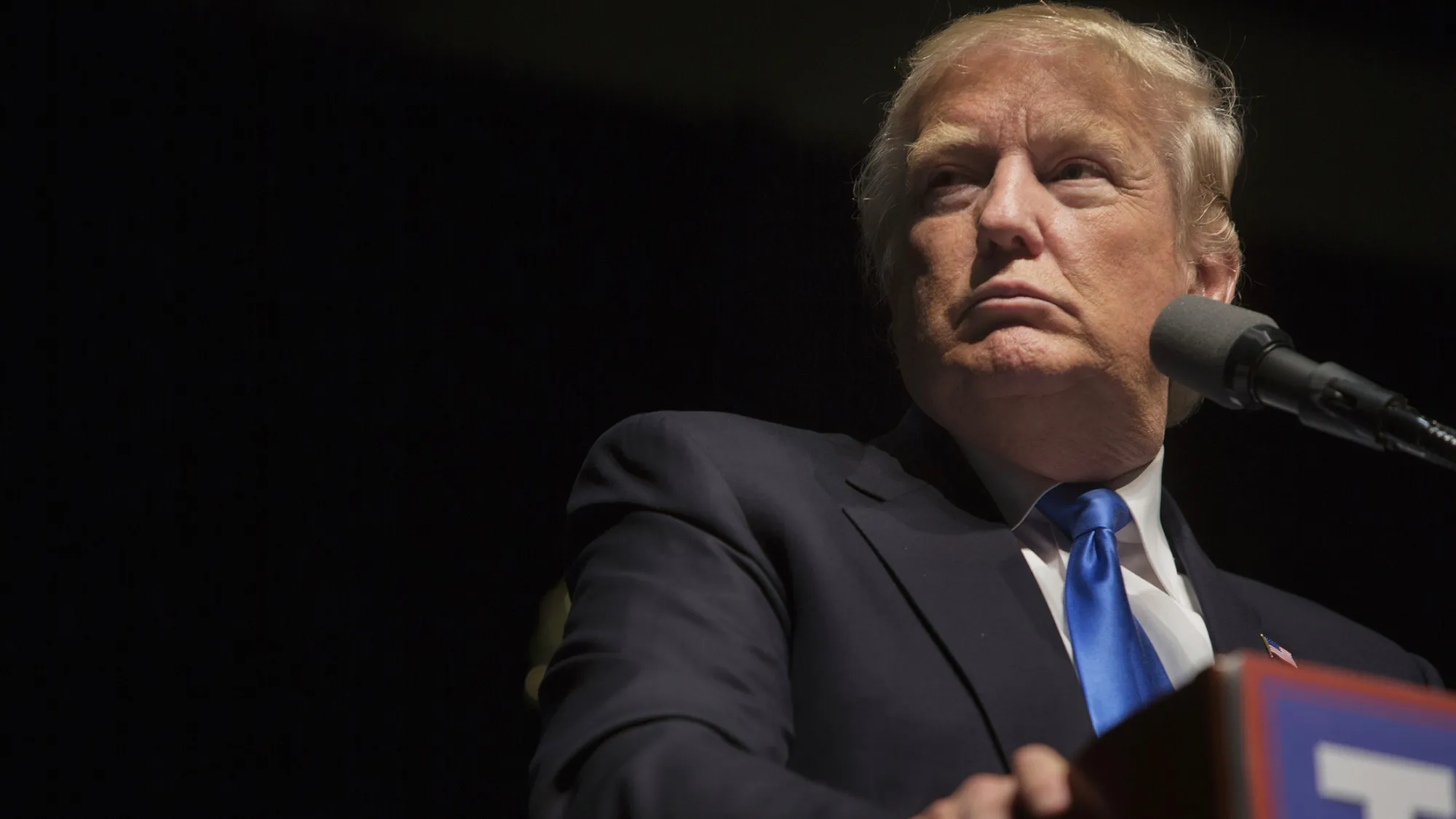 Donald Trump pauses as he speaks during a campaign event in Hartford, Connecticut, U.S., on Friday, April 15, 2016.
