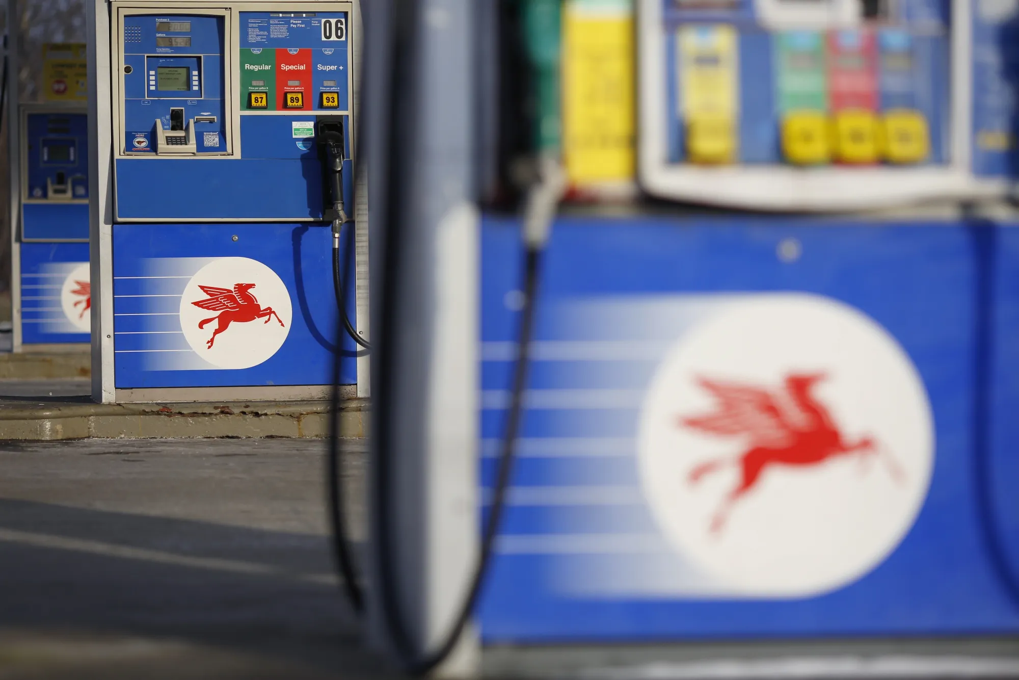 An Exxon Mobil Corp. gas station in Columbus, Indiana.