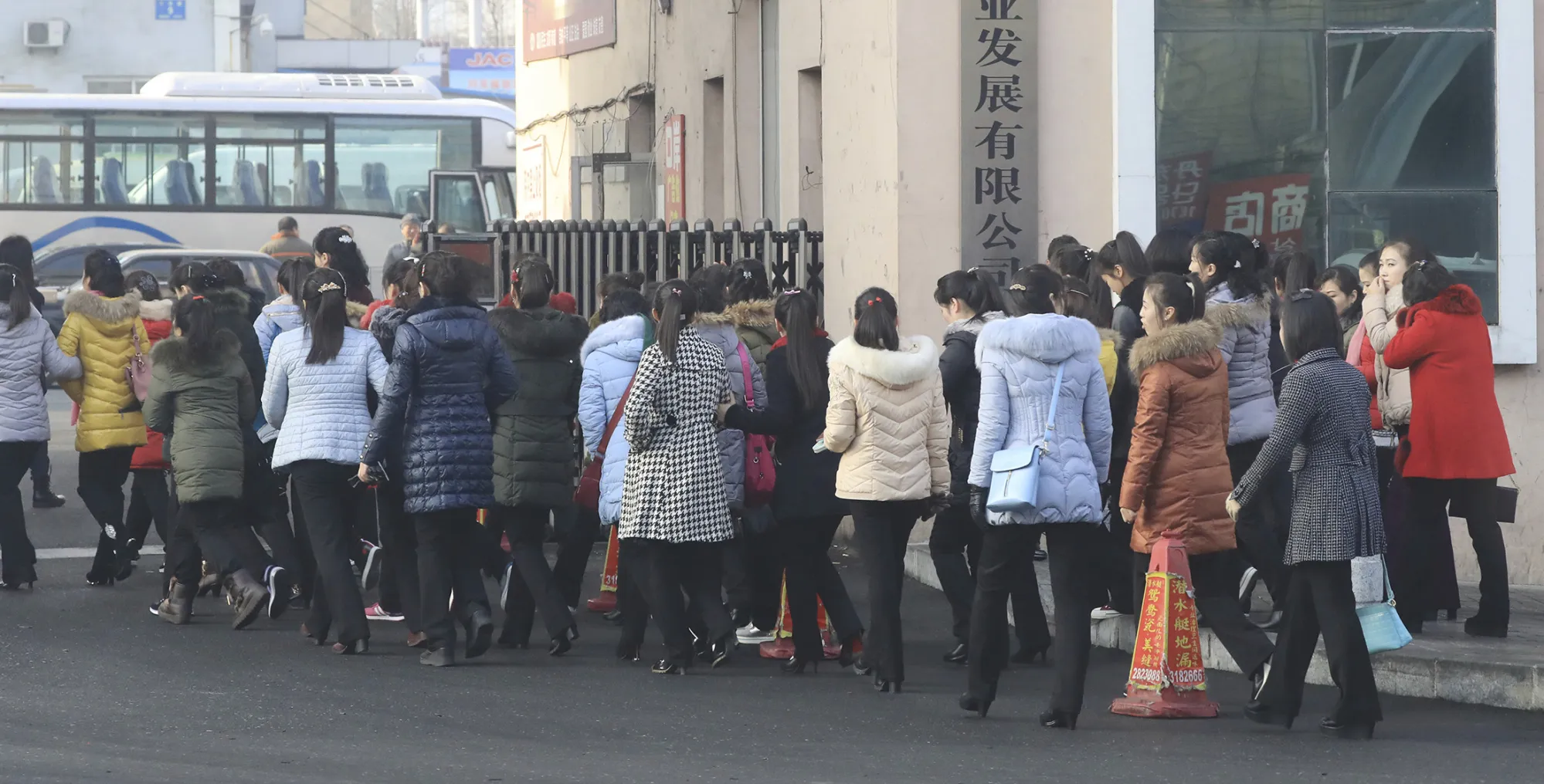 North Korean migrant workers in Dandong, China, on Dec. 29, 2017.