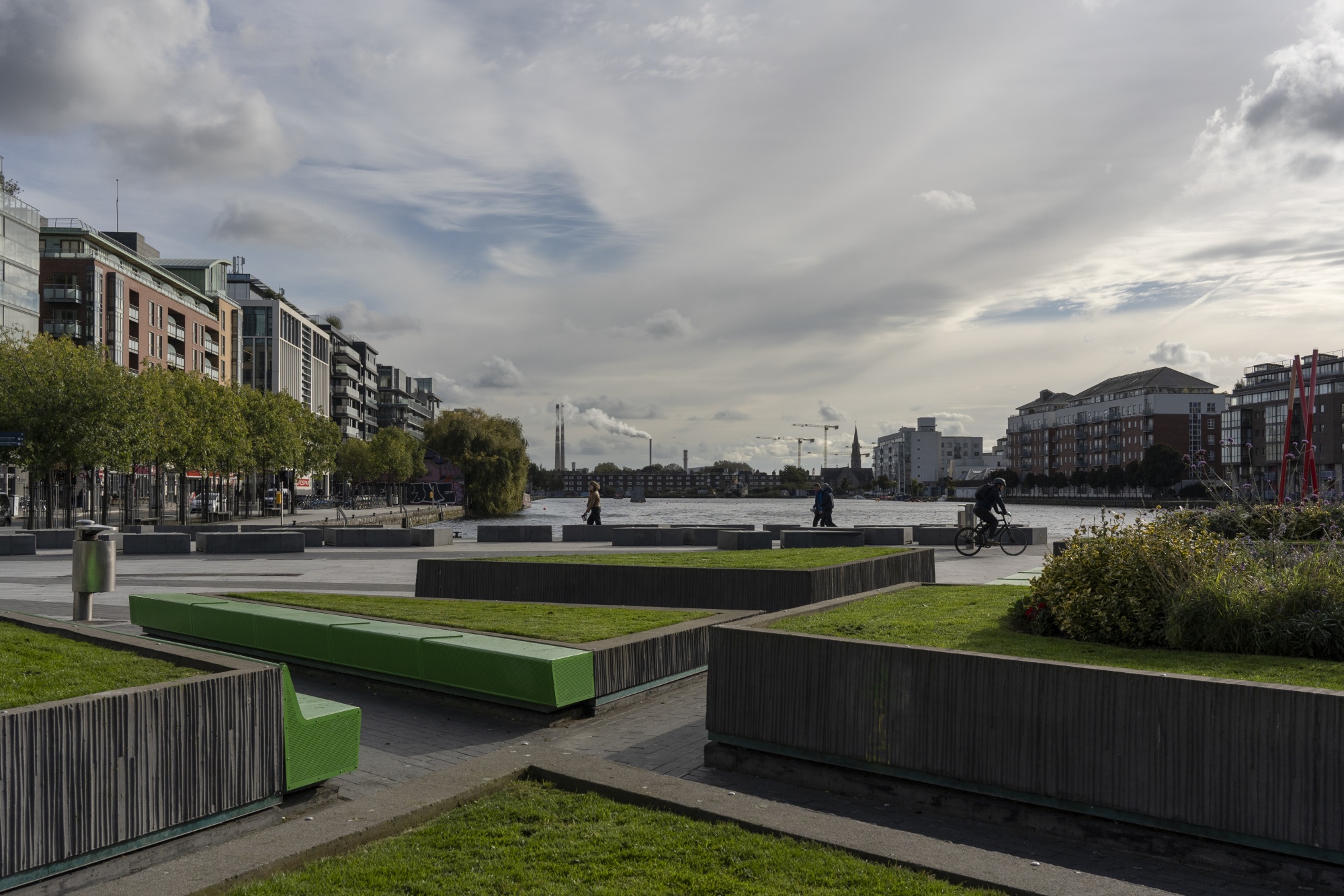 Commuters pass through the 'Silicon Docks' area in central Dublin, Ireland, on Monday, Oct. 16, 2023. Ireland�detailed plans to transform one of Europe�s rare budget surpluses into a sovereign fund expected to grow to around �100 billion ($106 billion) over the next 12 years to protect the economy from future downturns.