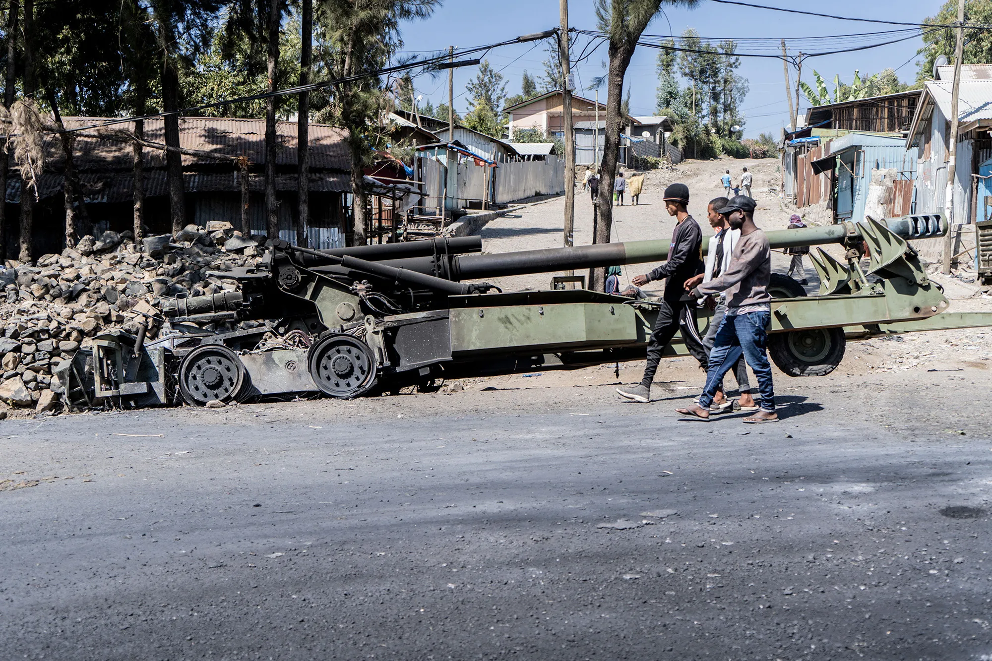 Destroyed heavy artillery equipment in Hayk, Ethiopia in 2021.