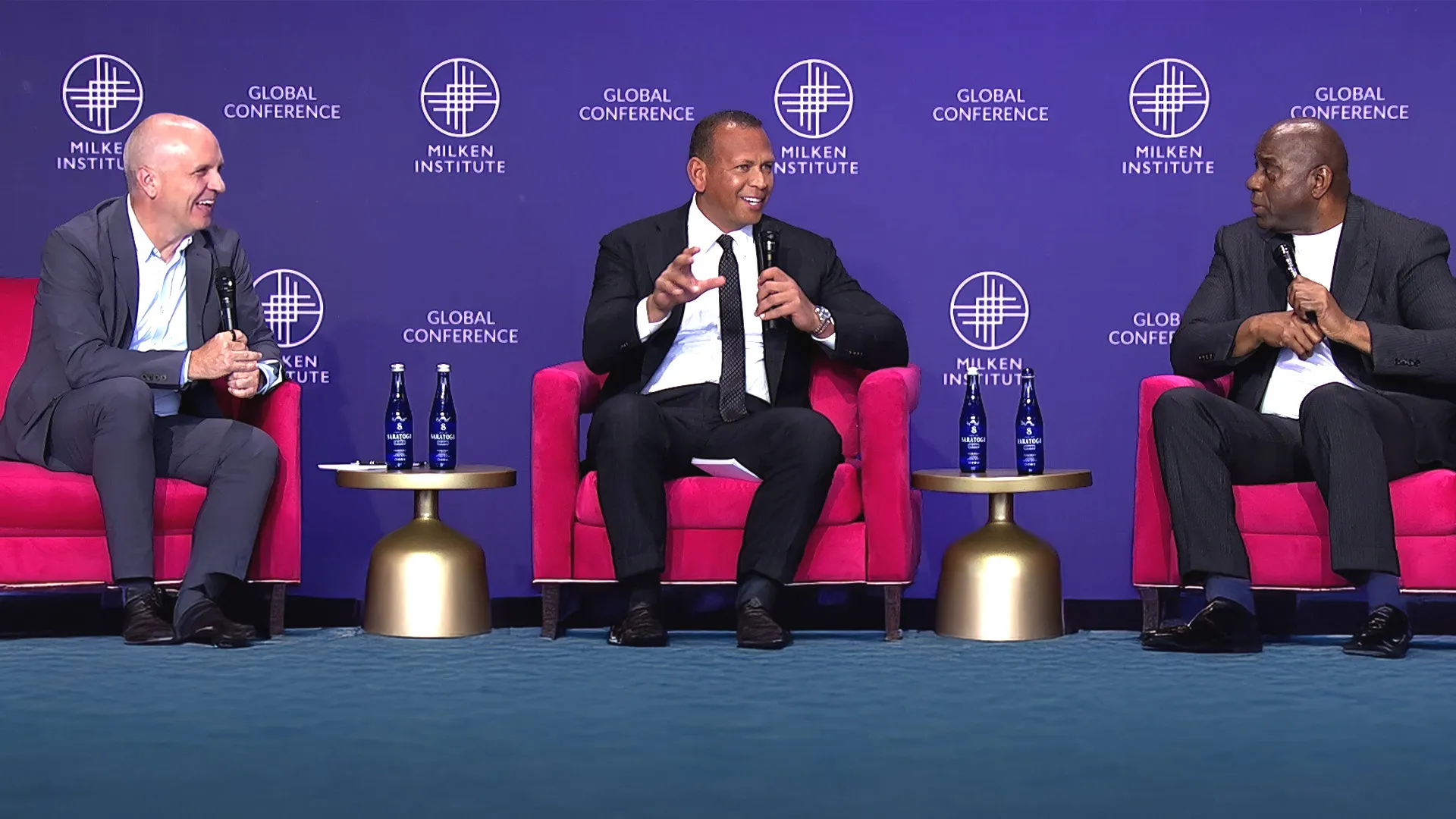 Magic Johnson, right, on&nbsp;The Deal with Alex Rodriguez and&nbsp;Jason Kelly,&nbsp;recorded at the Milken Institute Global Conference last month in Beverly Hills, California.