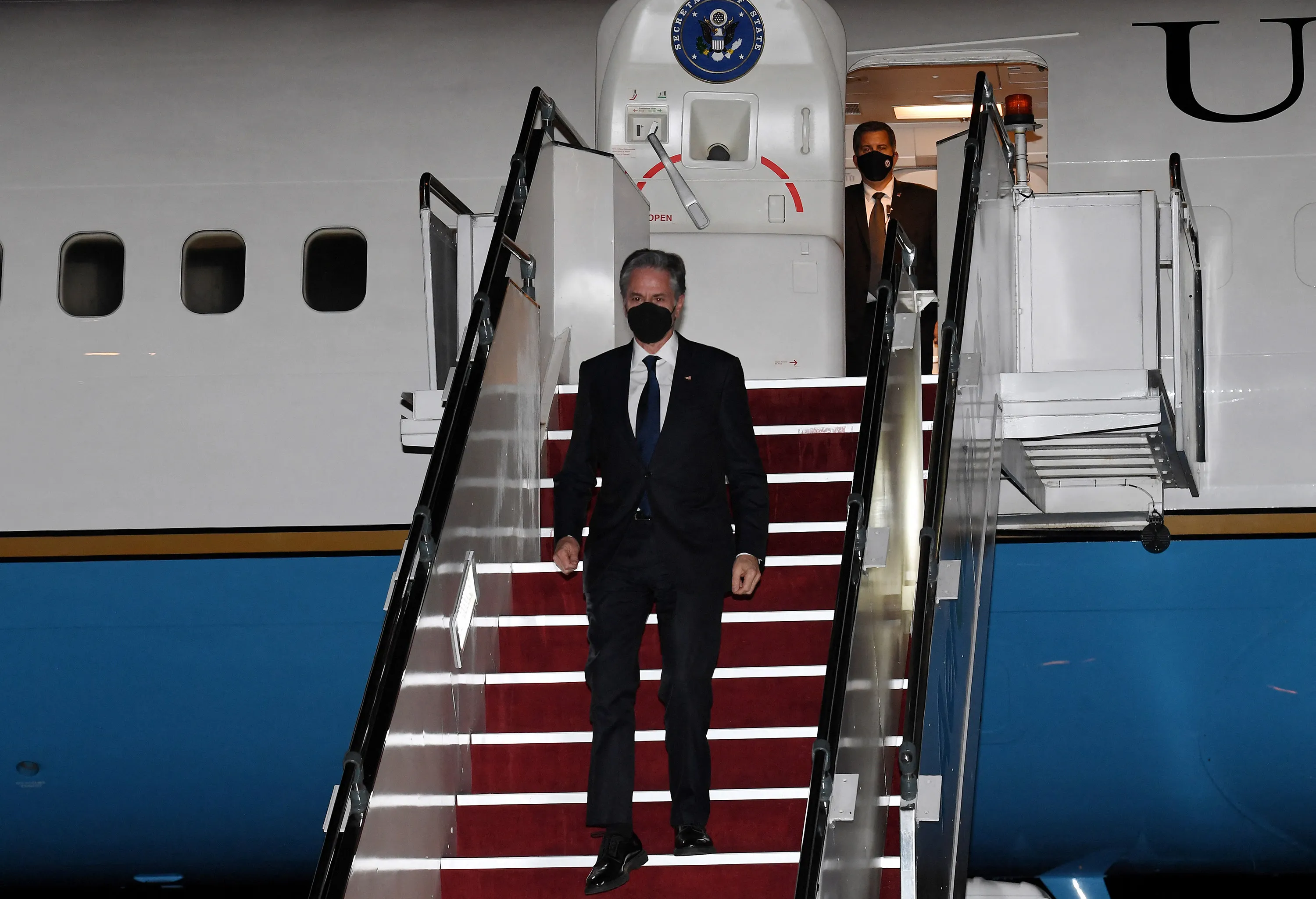 Antony Blinken arrives at Subang Airport, in Kuala Lumpur, Malaysia on Dec. 14.